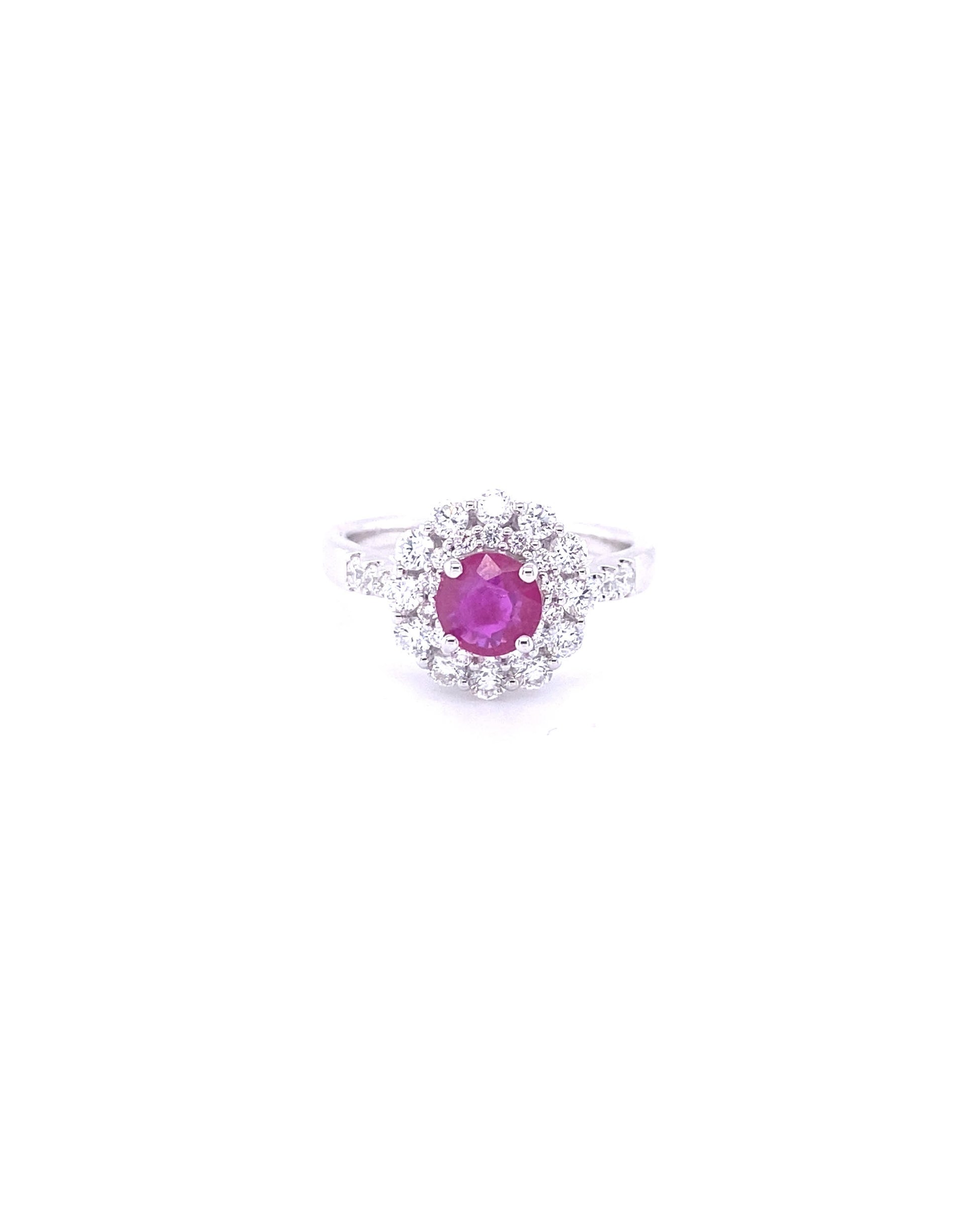Diamonds White Gold Ruby Diamond Ring 0.80 CT + 0.69 CT Rings