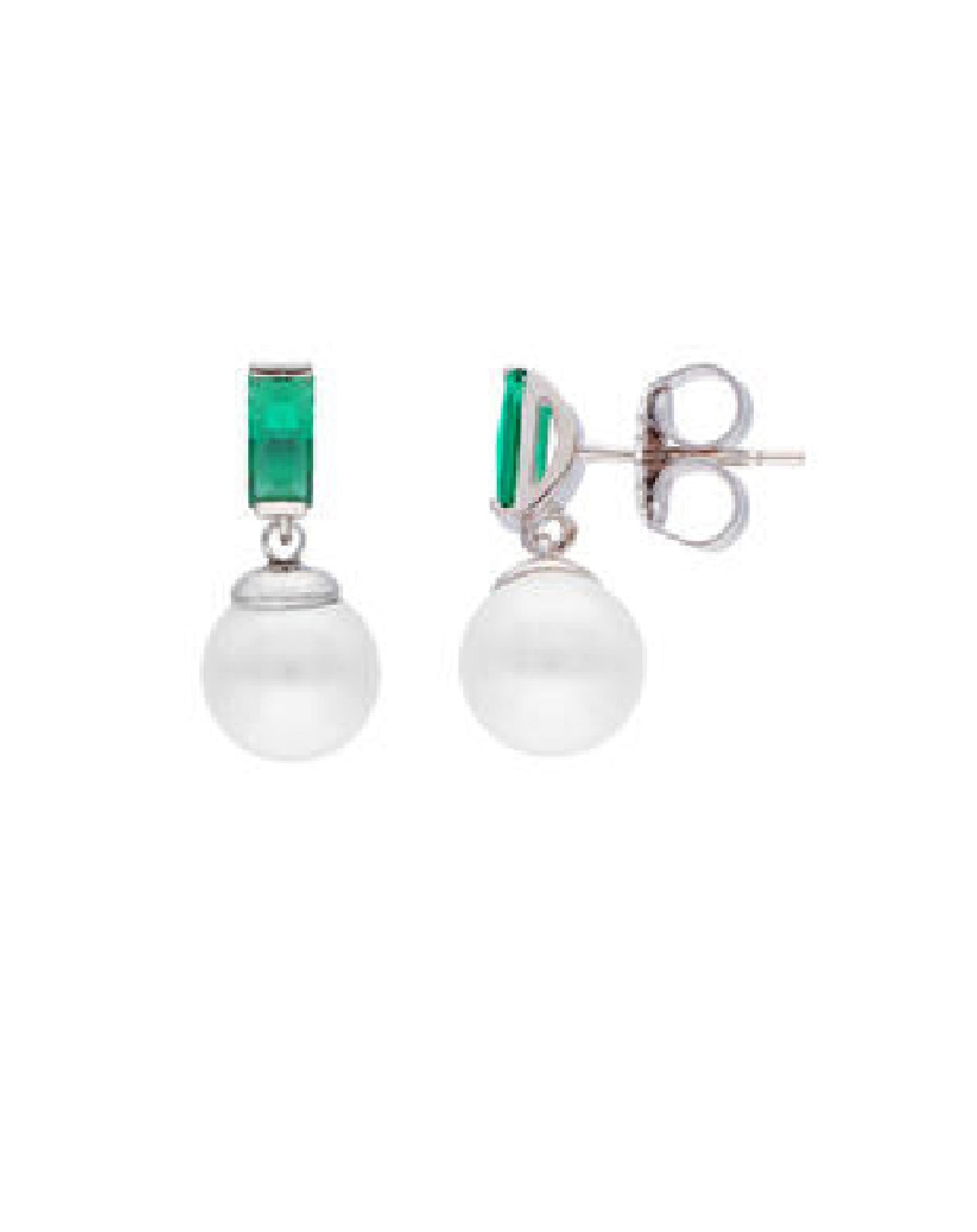 17269.01.2.E00.906. White Pearl Earring Emerald 4mm
