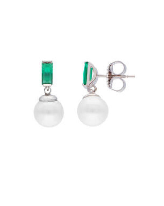 17269.01.2.E00.906. White Pearl Earring Emerald 4mm