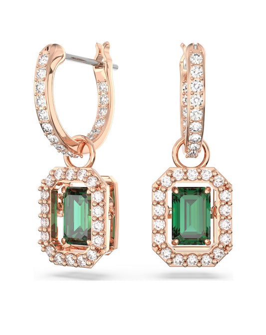 Swarovski 5650068 Swarovski Millenia DROP Earrings Rose Gold Plated Green Octagon Earrings