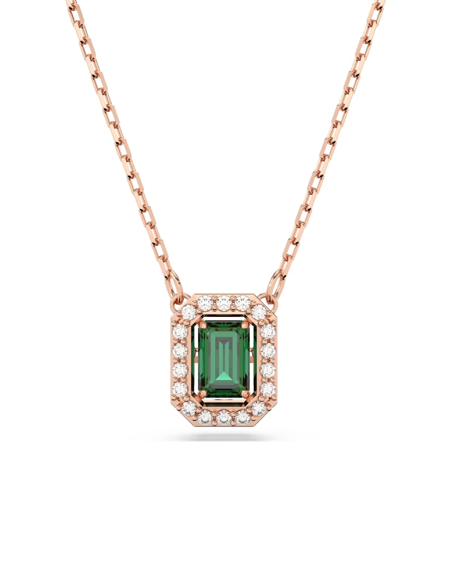 Swarovski 5650069 Swarovski Millenia DROP NEcklace Rose Gold Plated Green Octagon Earrings