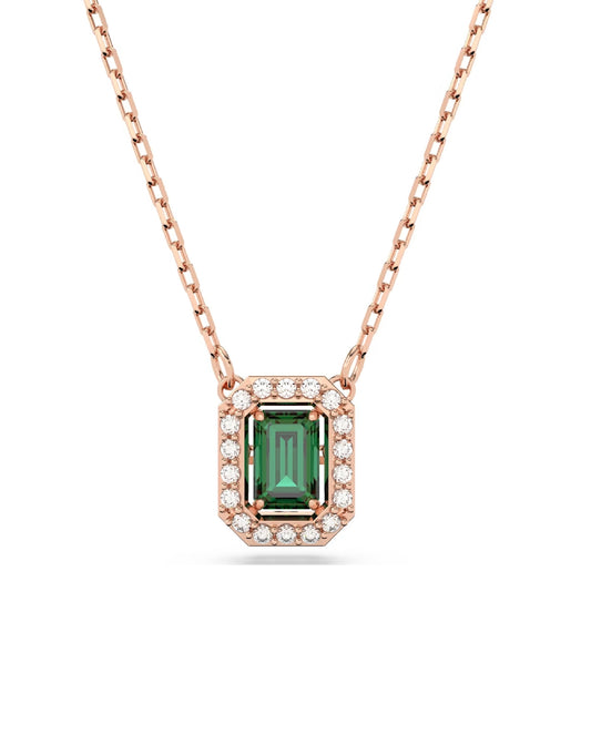 Swarovski 5650069 Swarovski Millenia DROP NEcklace Rose Gold Plated Green Octagon Earrings