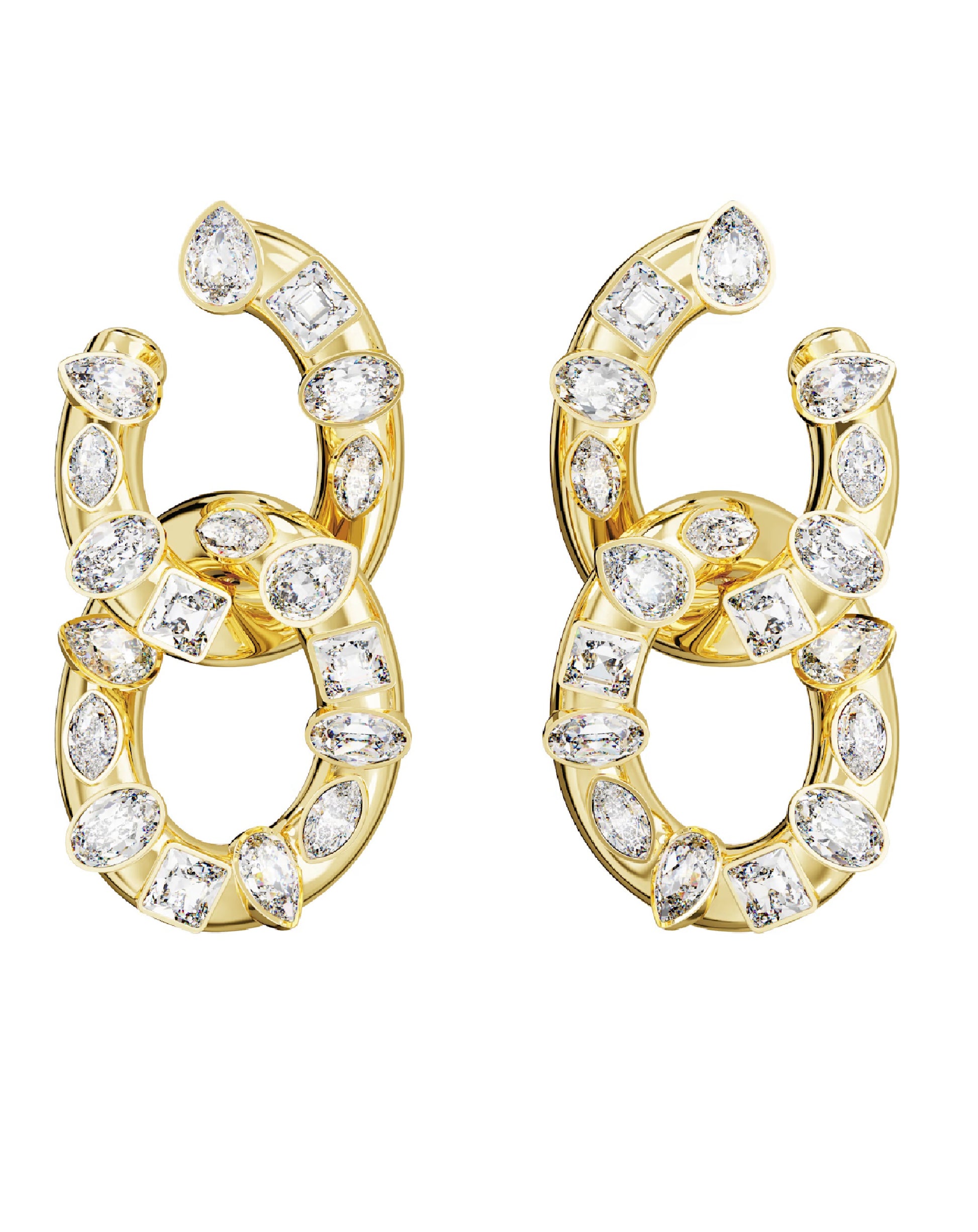 Swarovski 5663263 Swarovski DEXTERA Yellow Gold Tone Interlocking Earring Earrings