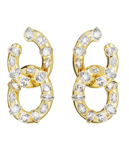 Swarovski 5663263 Swarovski DEXTERA Yellow Gold Tone Interlocking Earring Earrings