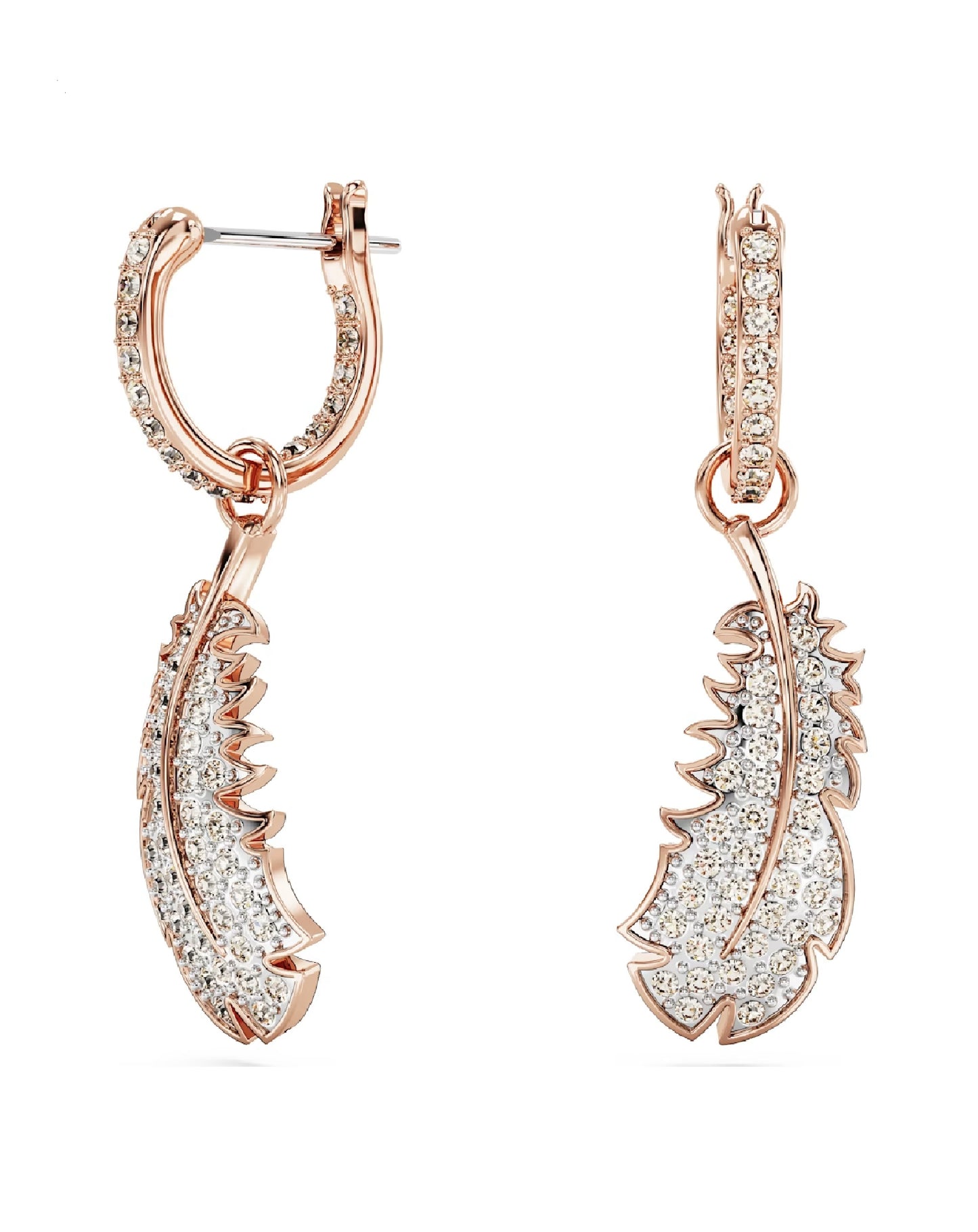 Swarovski Swarovski NICE DROP Feather Heart Rose Gold Tone Earring Earrings
