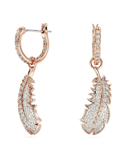 Swarovski Swarovski NICE DROP Feather Heart Rose Gold Tone Earring Earrings