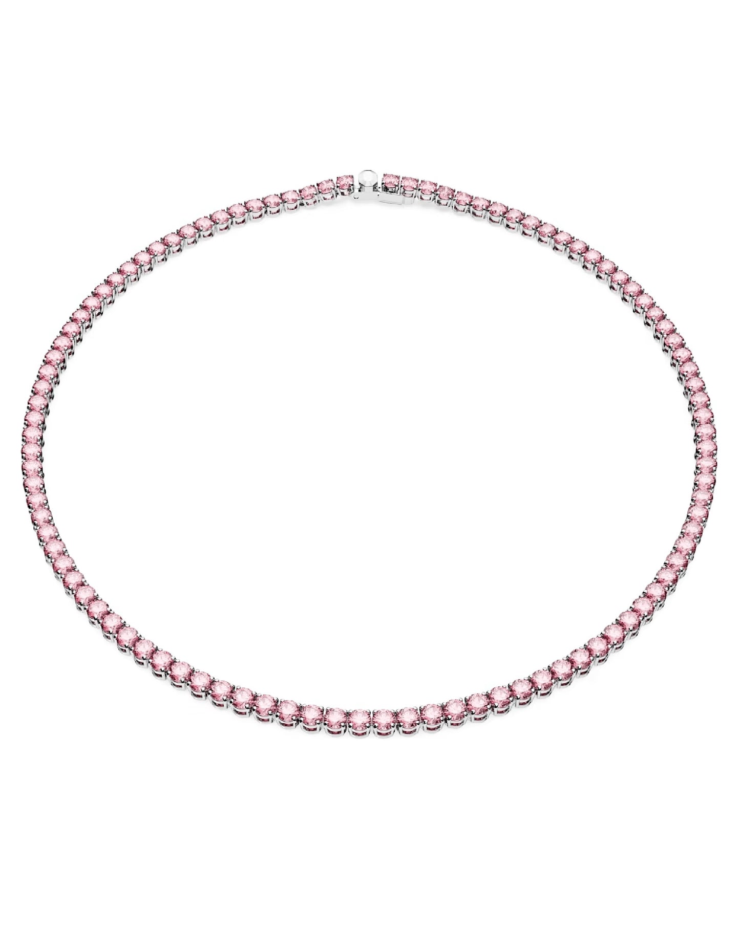 5681800 Swarovski Matrix TENNIS Necklace,PINK, Rhodium PLATED