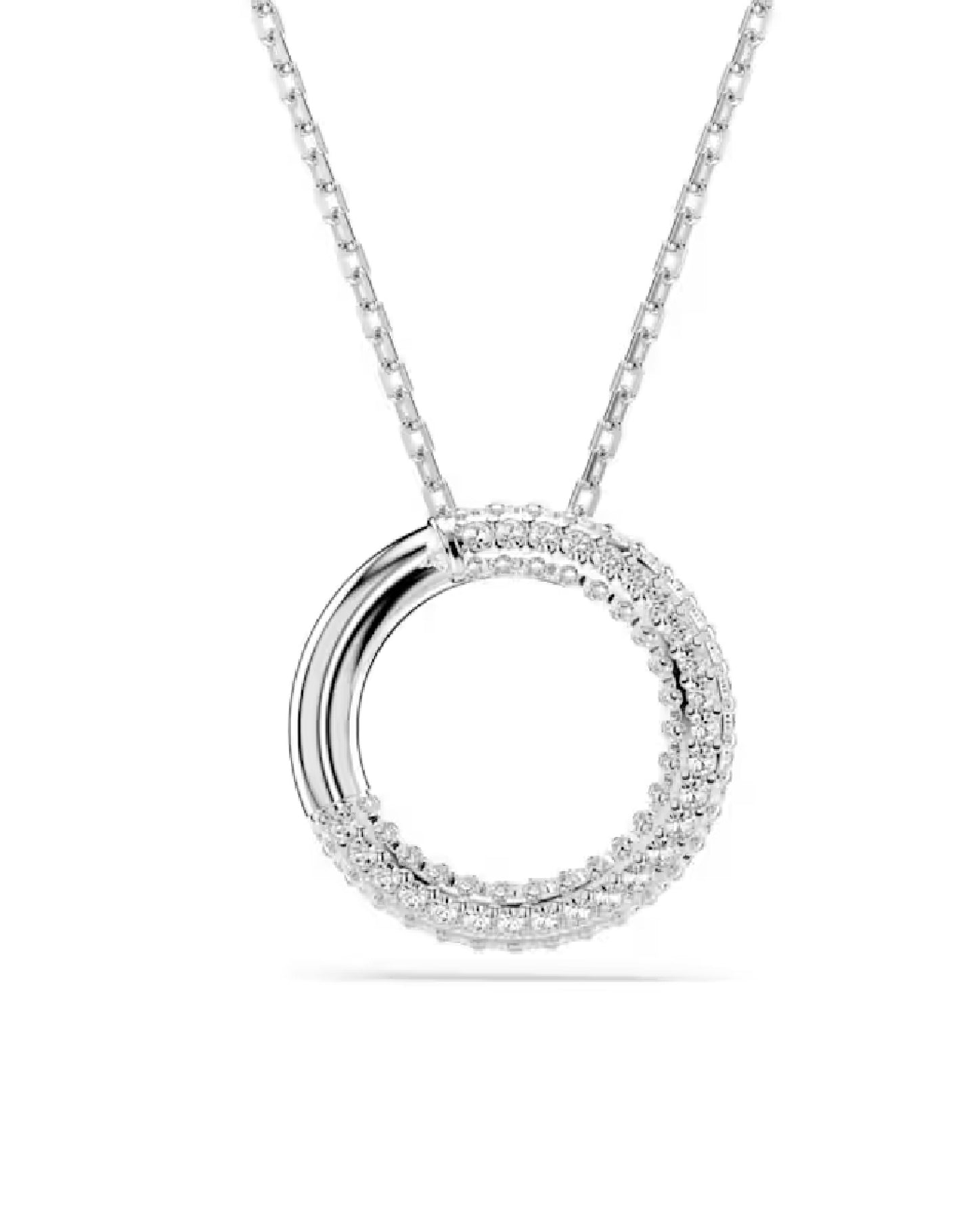 5692737 Swarovski DEXTERA Pendant Size M, White Tone Rhodium Plated