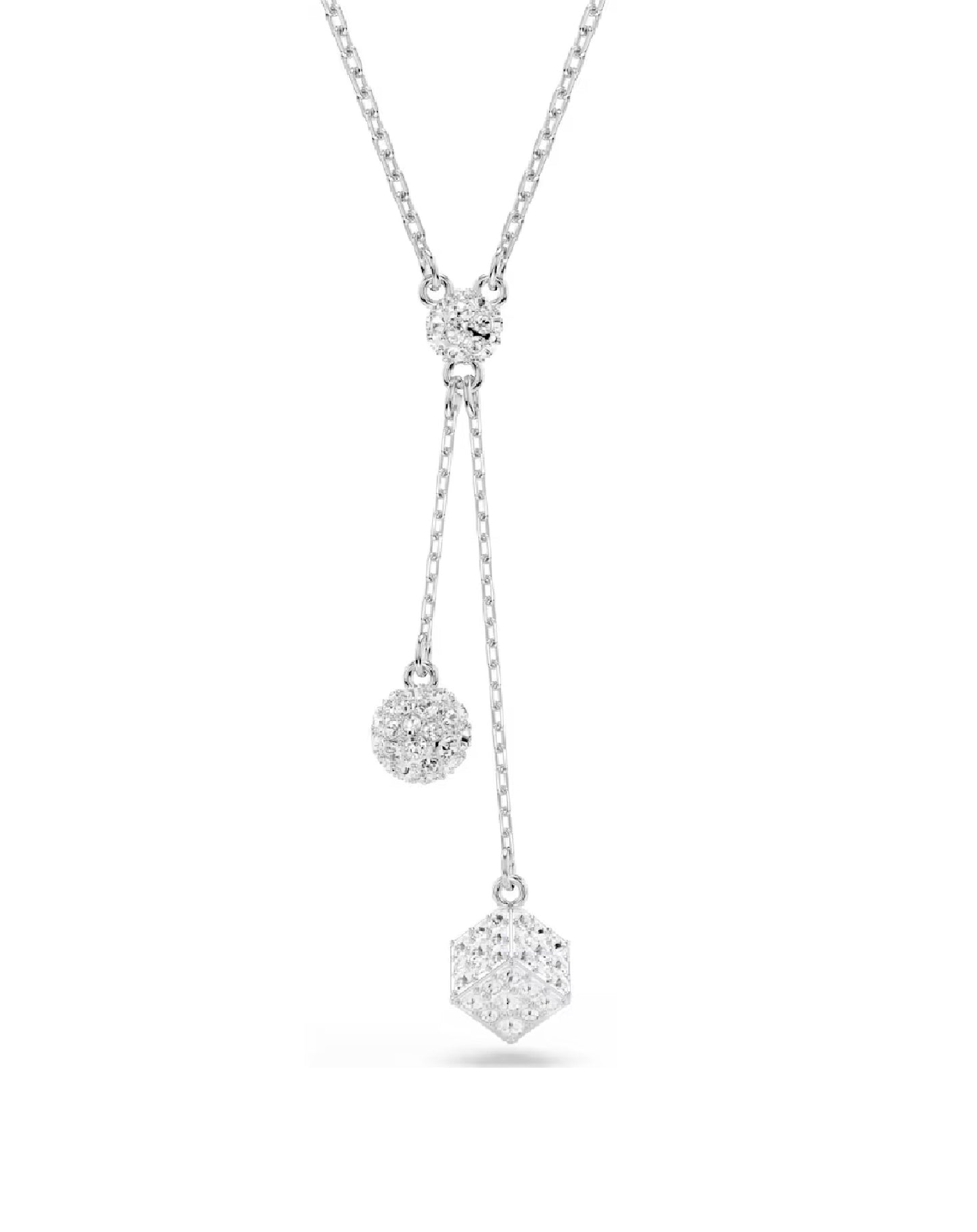 5693207 Swarovski DEXTERA Y Pendant, White Tone Rhodium Plated,