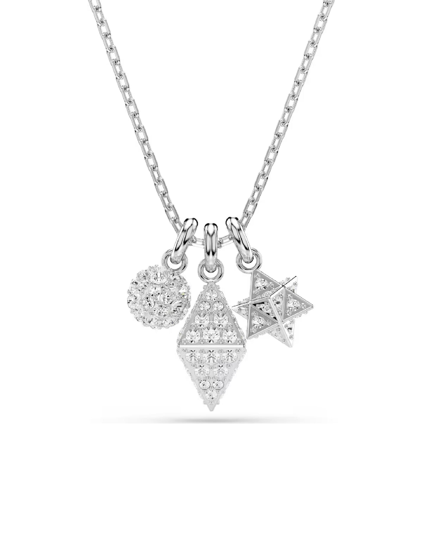 5700288 Swarovski DEXTERA Pendant Size M, White Tone Rhodium Plated