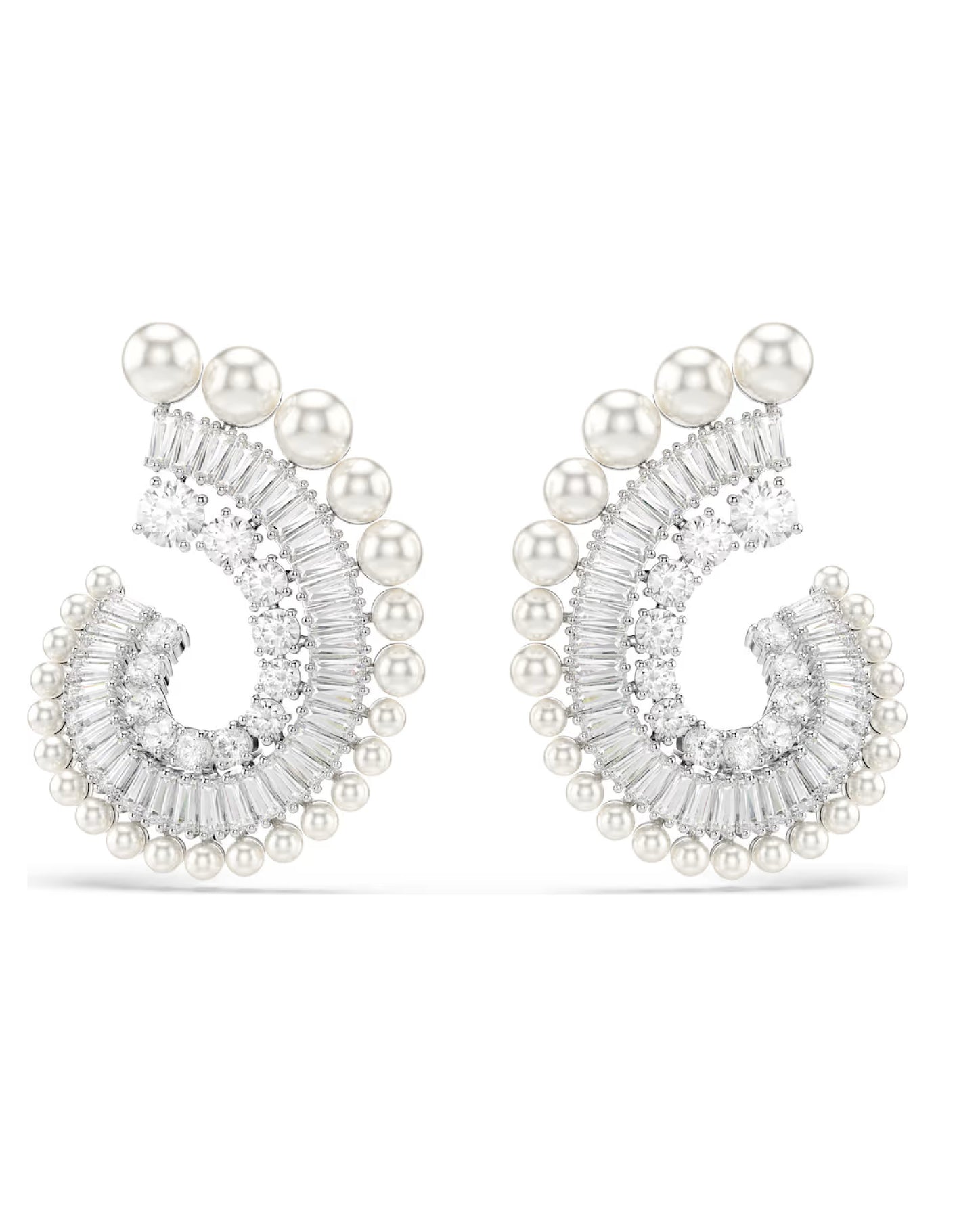 5720868 Swarovski CAPSULE White Tone Rhodium Plated Hoop Earring