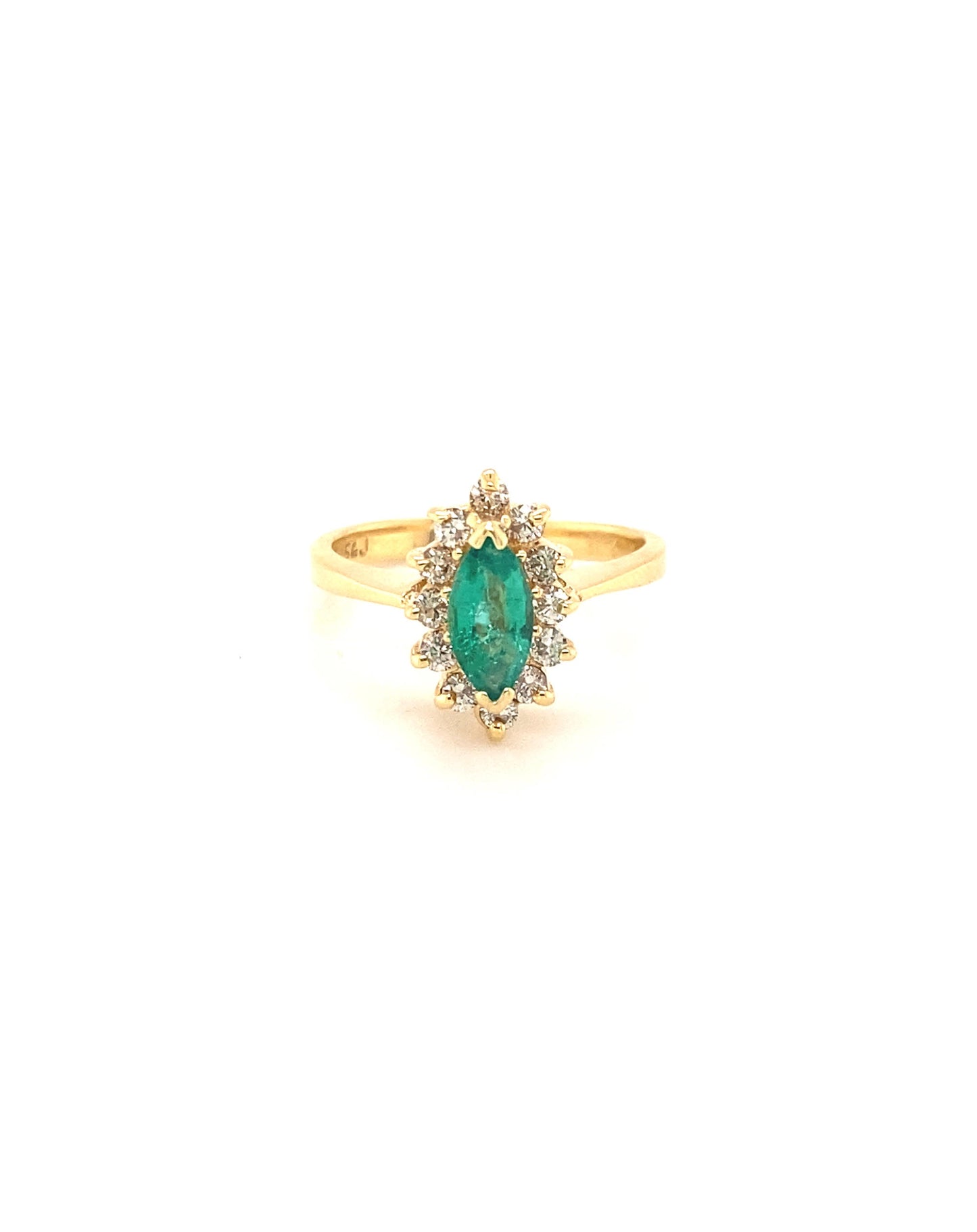 Diamonds Rombo Cut Emerald Diamond Ring, 0.48CT+ 0.24 CT Rings