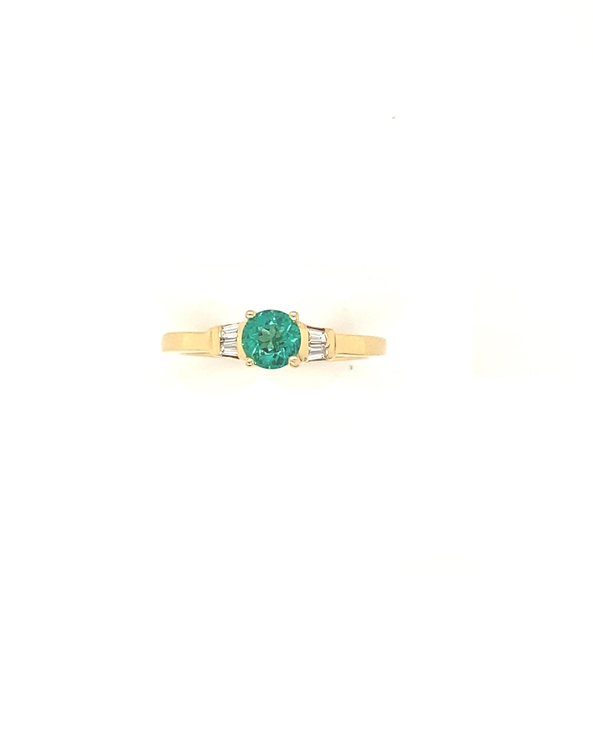 Diamonds Round Cut Emerald Diamond Ring. 0.45 CT + 0.11 CT Rings