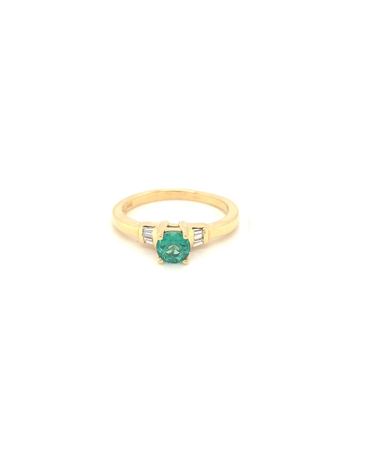 Diamonds Round Cut Emerald Diamond Ring. 0.45 CT + 0.11 CT Rings