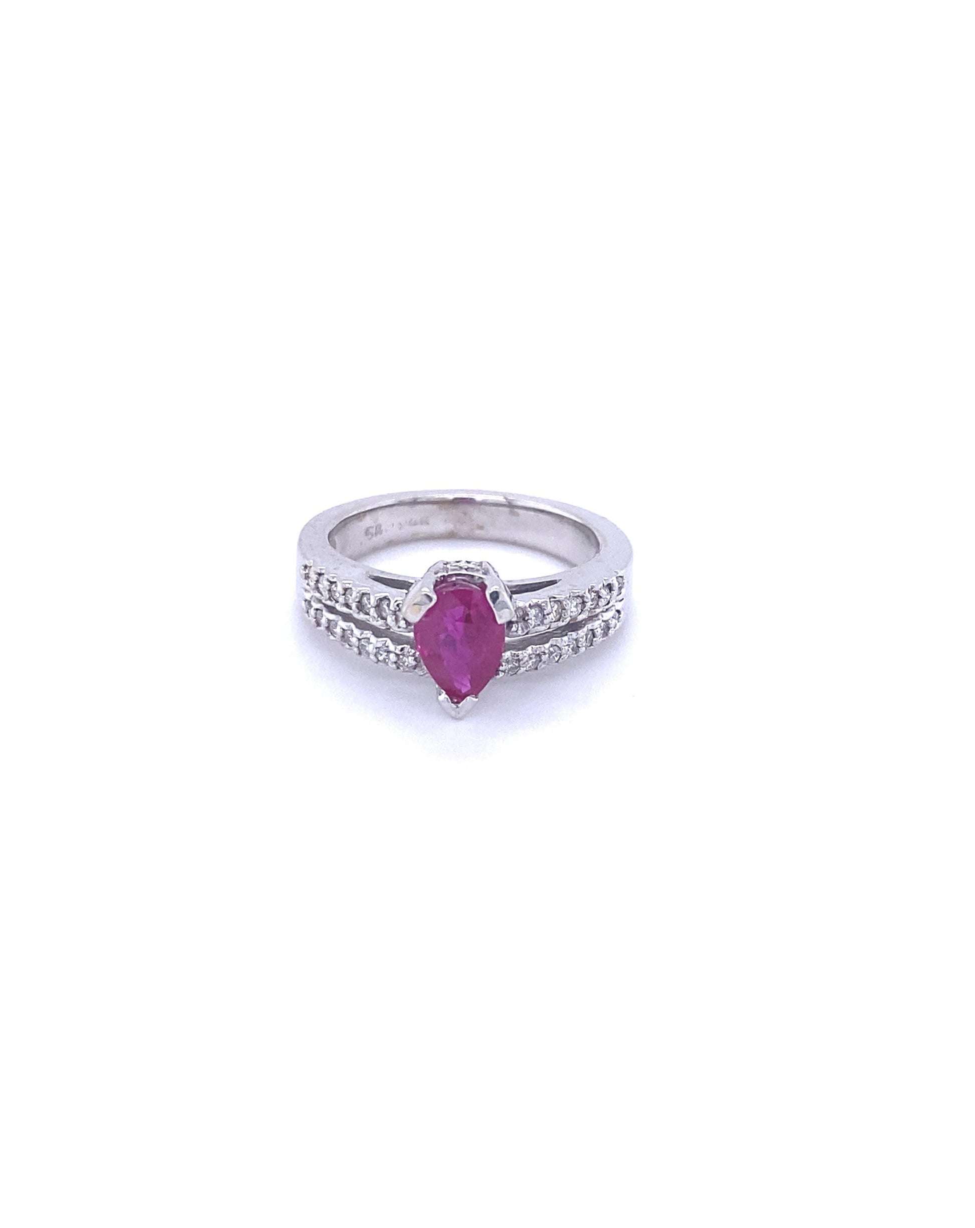 Diamonds Trilliant Ruby Diamond Ring 0.23 CT 0.76 CT Rings