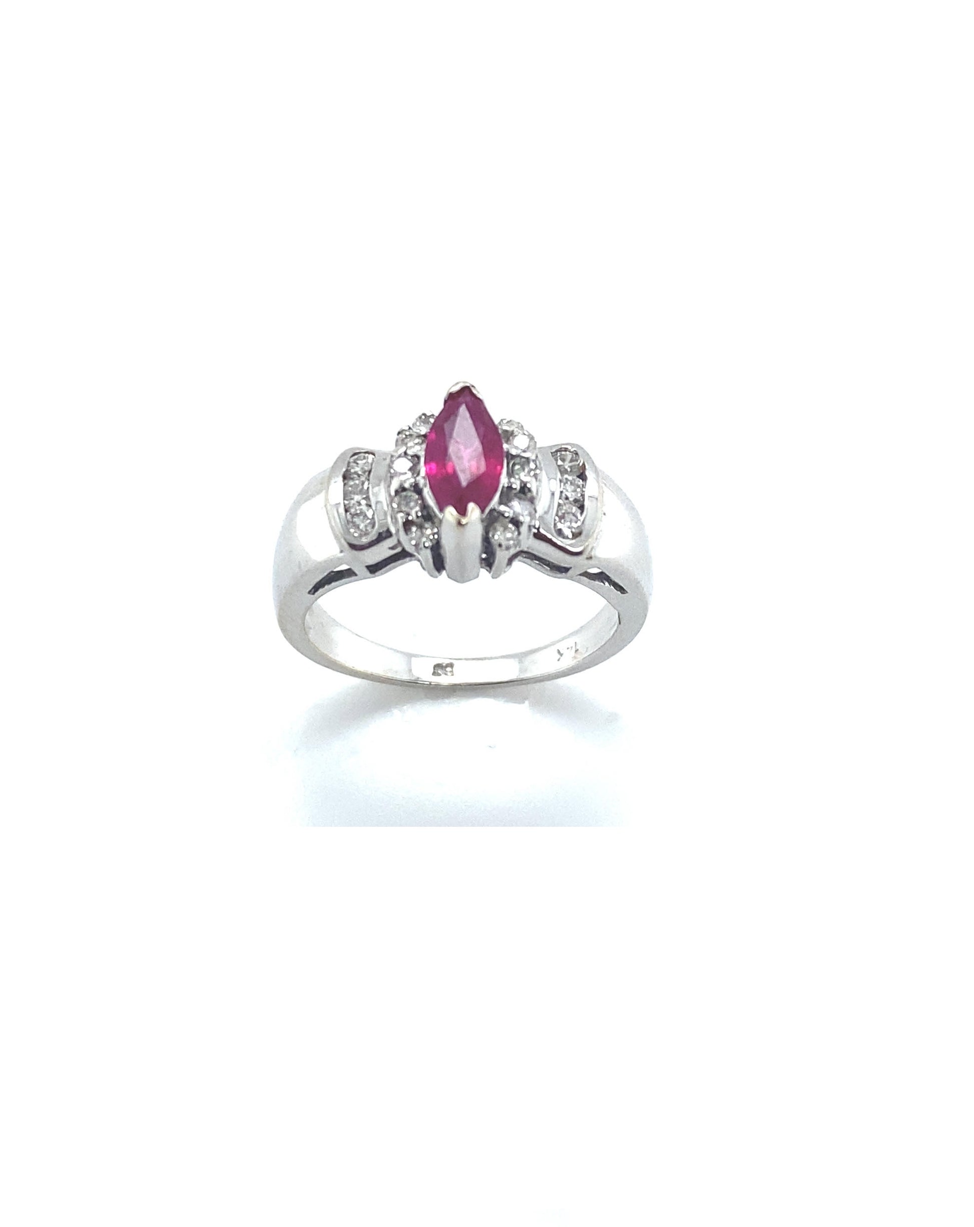 Diamonds Marquise Ruby Diamond Ring 0.56 CT , 0.28 CT Rings