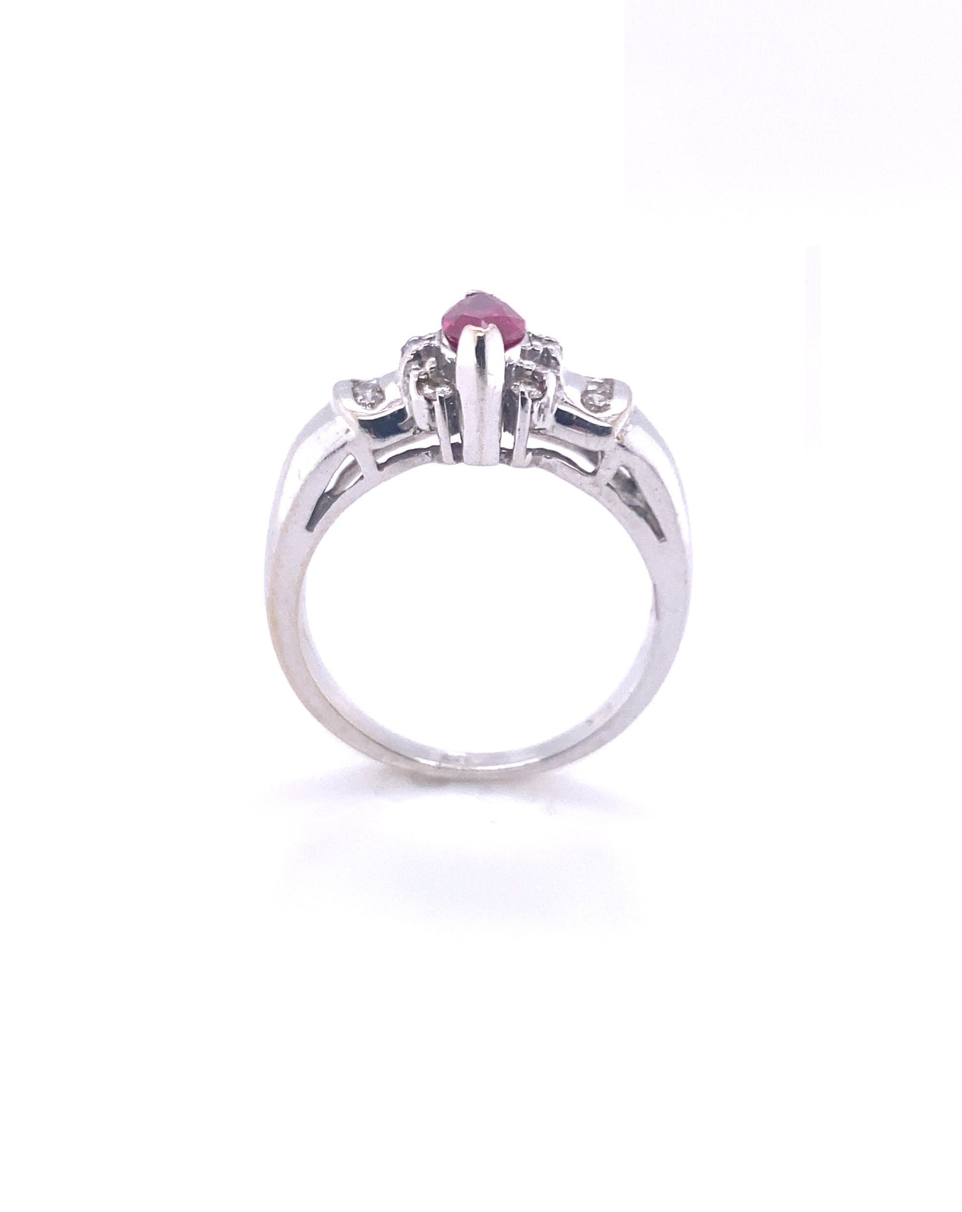 Diamonds Marquise Ruby Diamond Ring 0.56 CT , 0.28 CT Rings