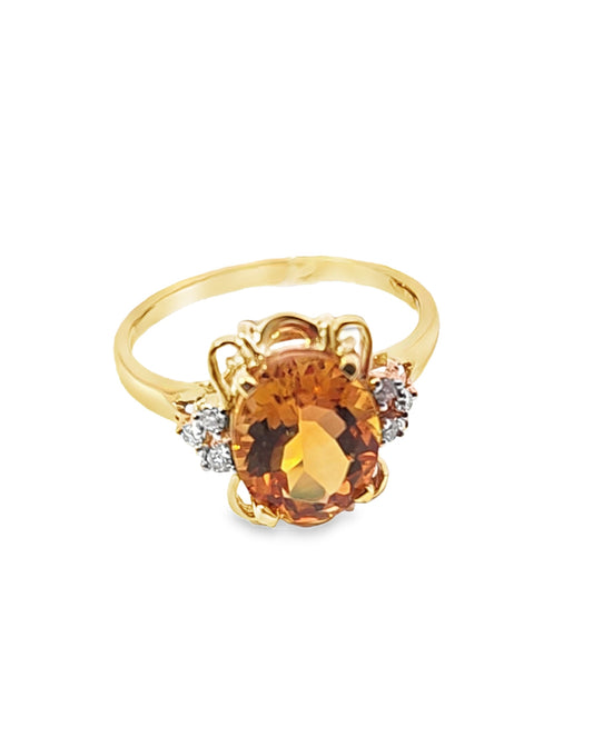 Citrine Semi-Precious Oval cut Diamond Ring