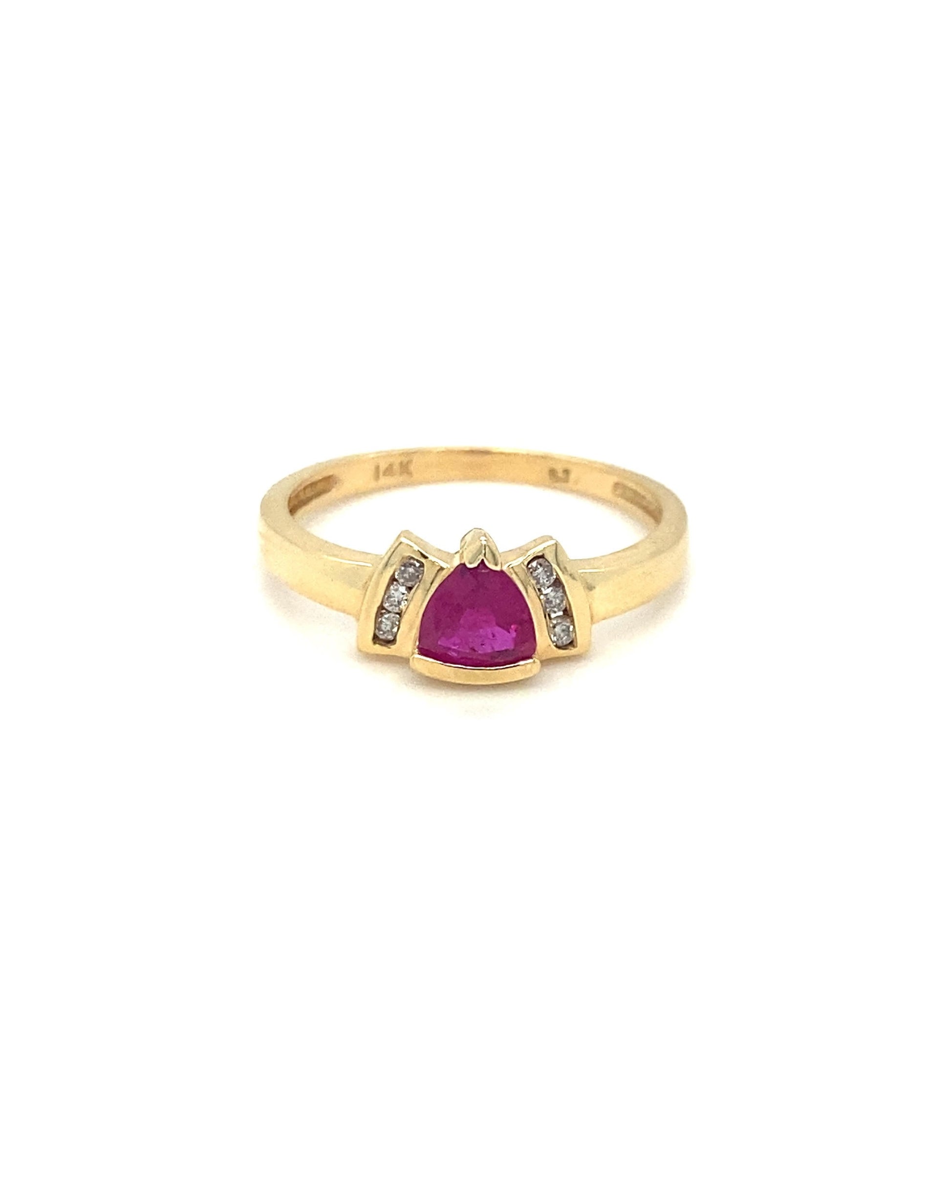 Diamonds TRILLIANT Ruby Diamond Ring, 0.50 CT, 0.08 CT Rings