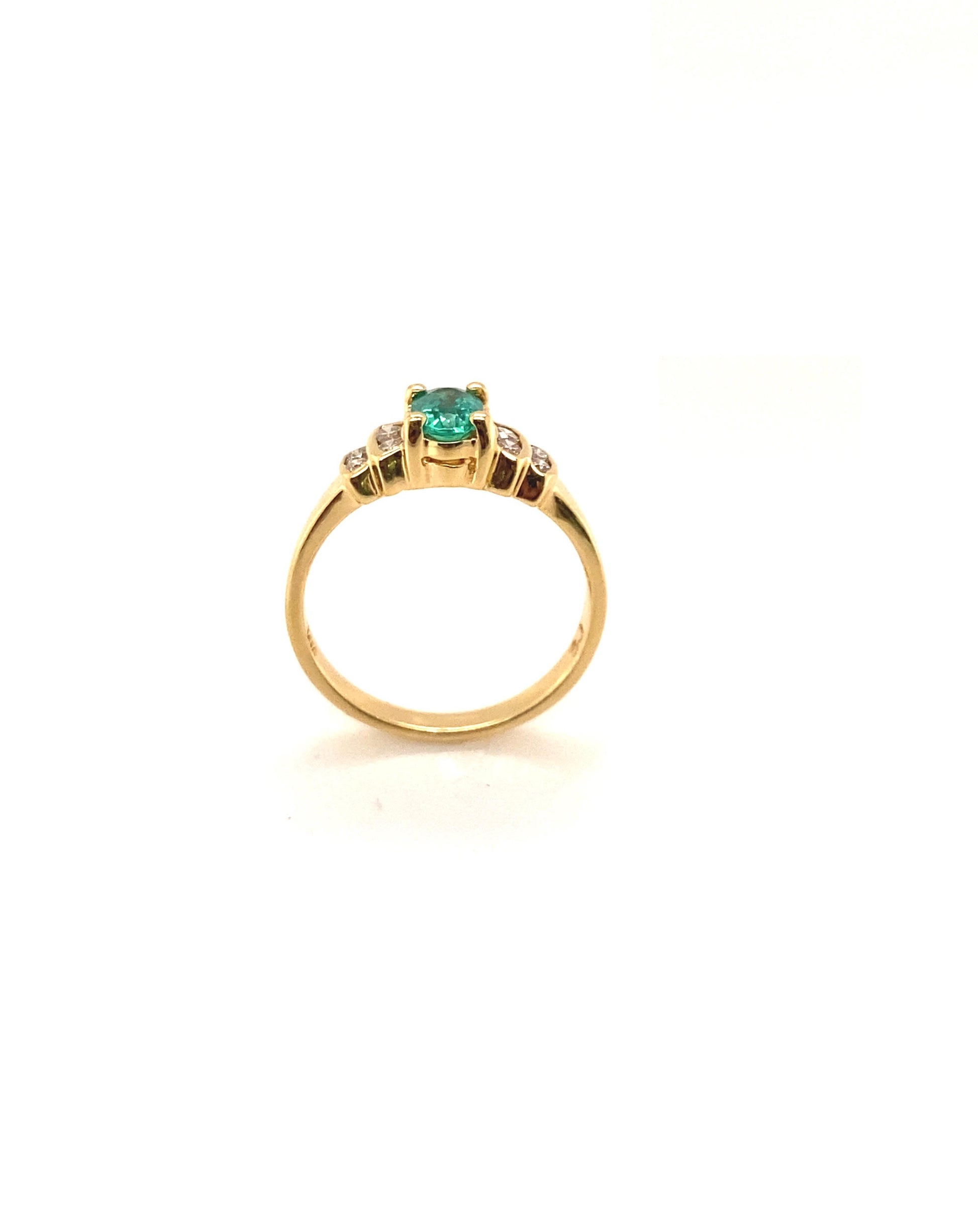 Diamonds Round Cut Emerald Diamond Ring, 0.43CT + 0.22 CT Rings