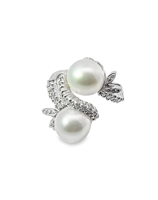 Pearl Semi-Precious Stone Diamond Ring