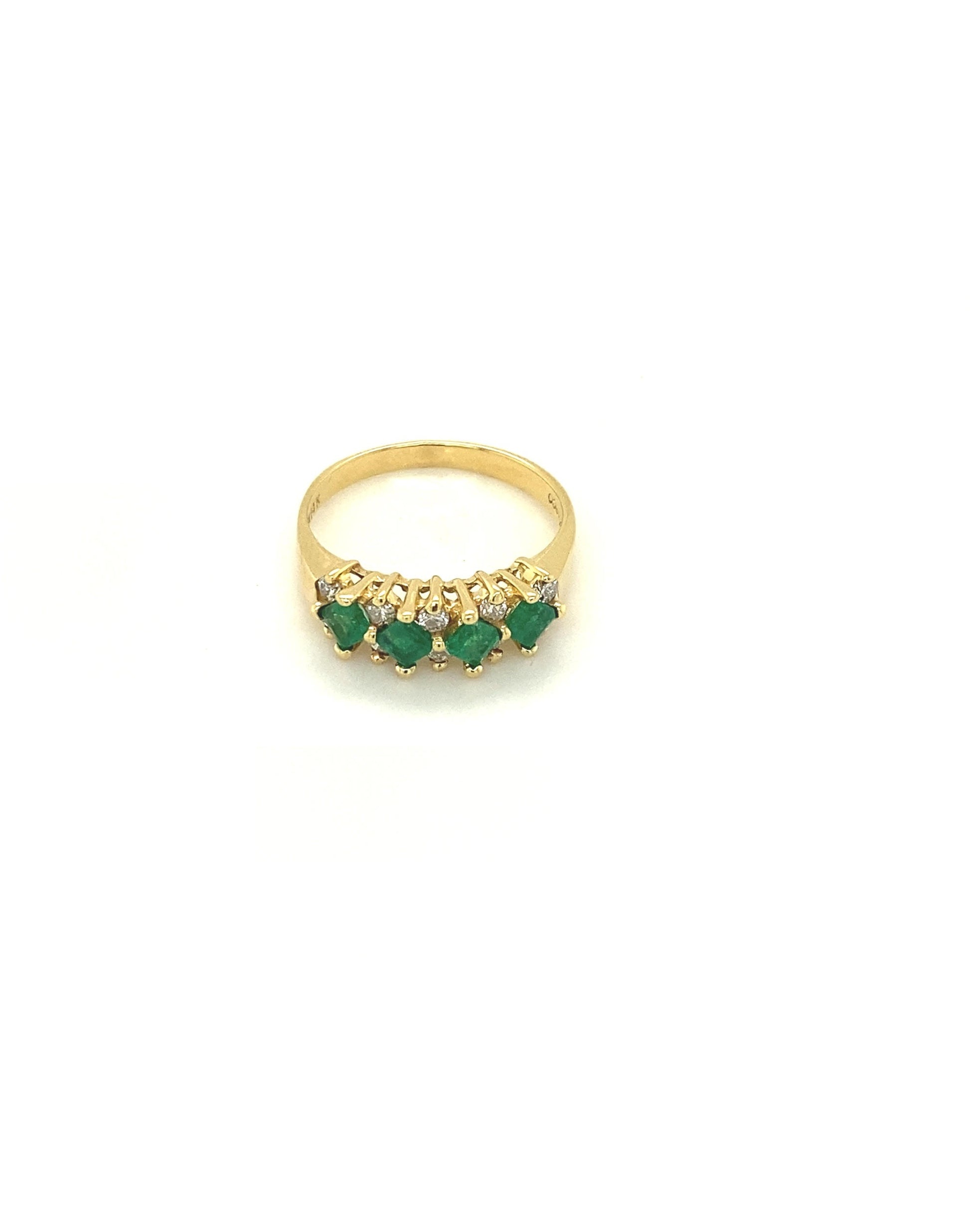 Diamonds Princess Cut Emerald Diamond Ring, 0.60 CT E+ 0.36 CT Rings