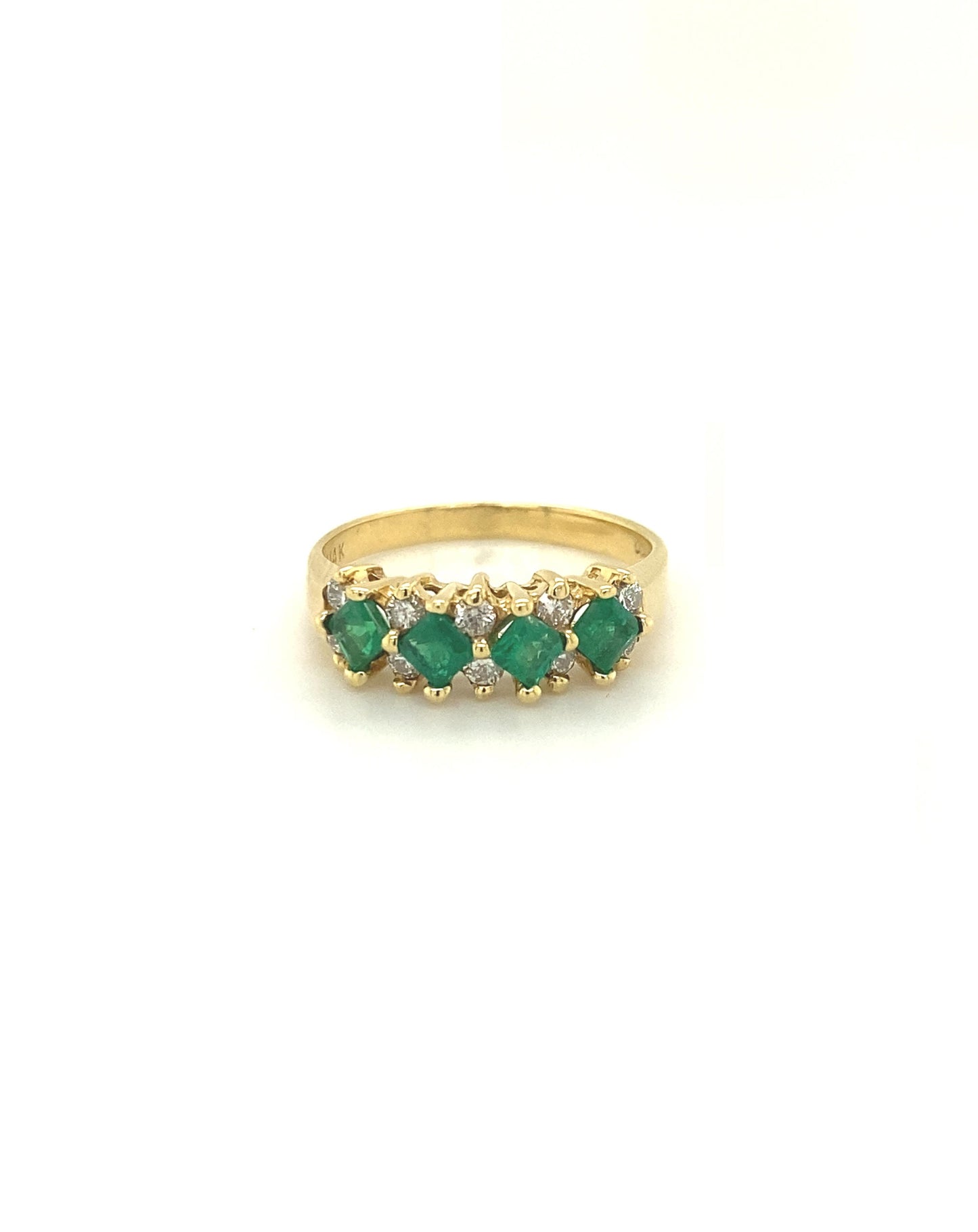 Diamonds Princess Cut Emerald Diamond Ring, 0.60 CT E+ 0.36 CT Rings