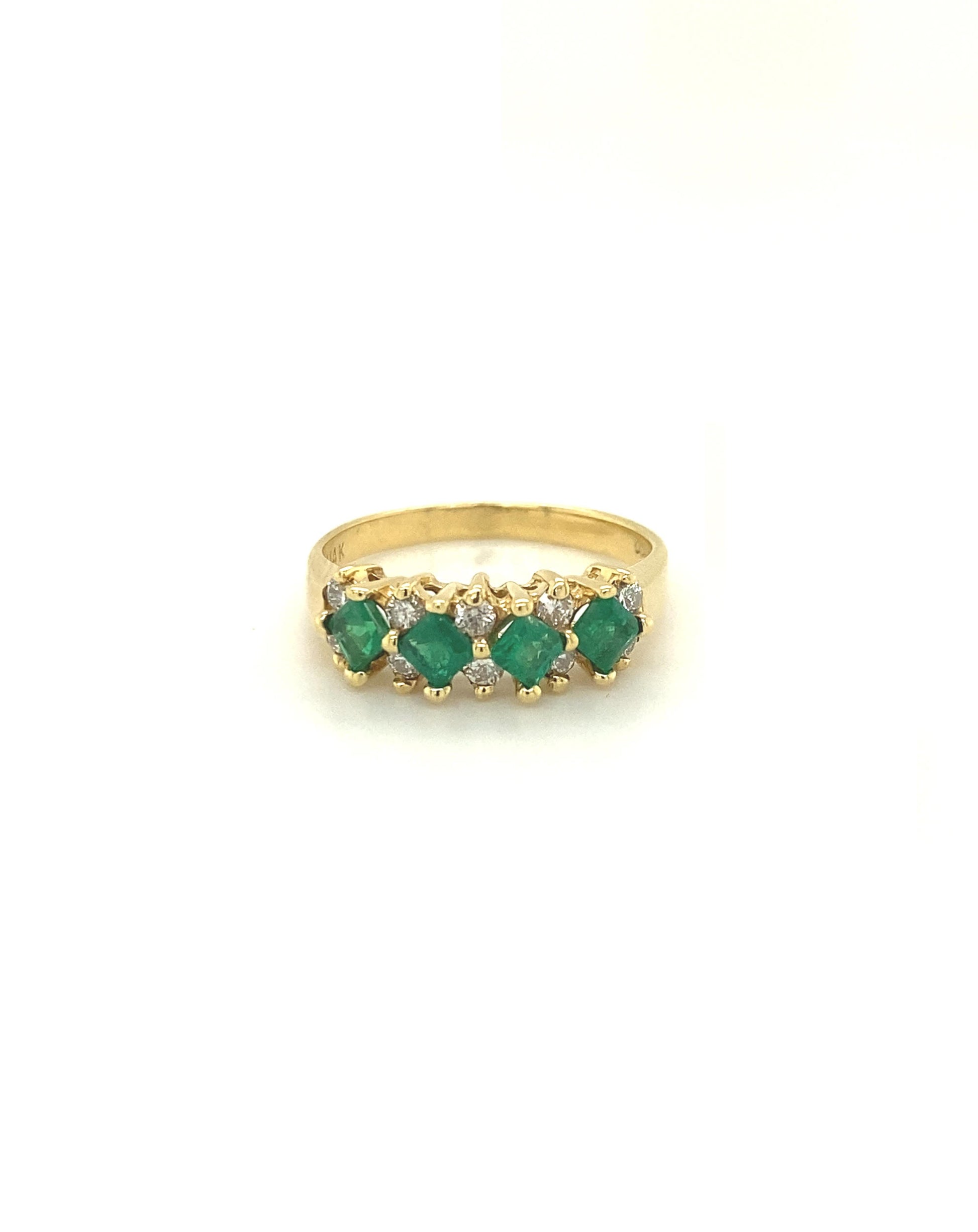 Diamonds Princess Cut Emerald Diamond Ring, 0.60 CT E+ 0.36 CT Rings