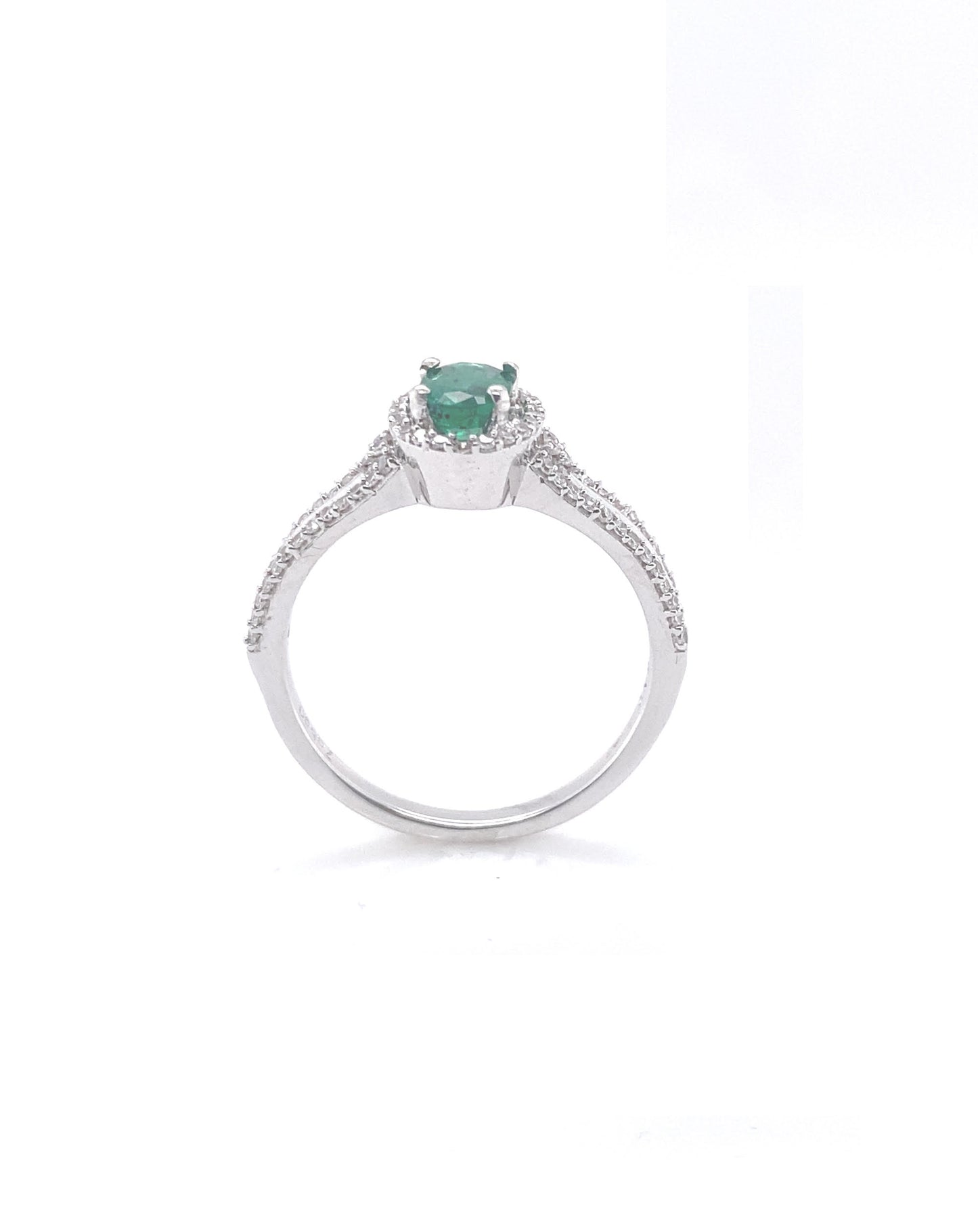 Diamonds Solitaire Emerald Engagement Diamond Ring 0.50 CT +0.35 CT Rings