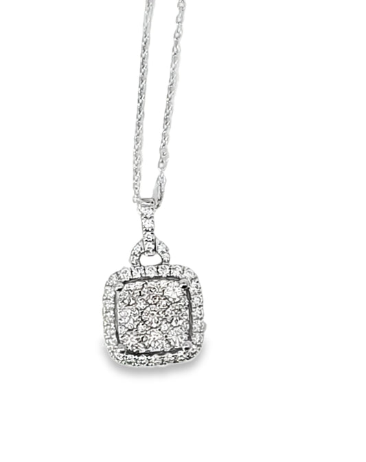 14 Kt Square Diamond Pendant