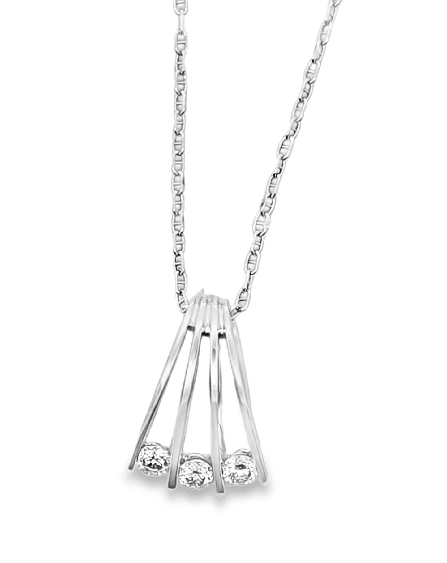 14 Kt Triple Solitaire Diamond Pendant
