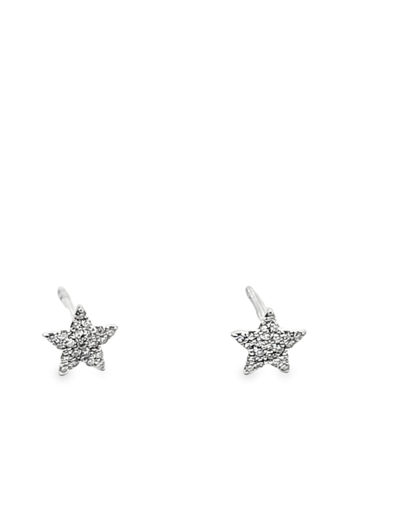 14 Kt Gold Earrings STAR With Diamonds 0.10 Ct