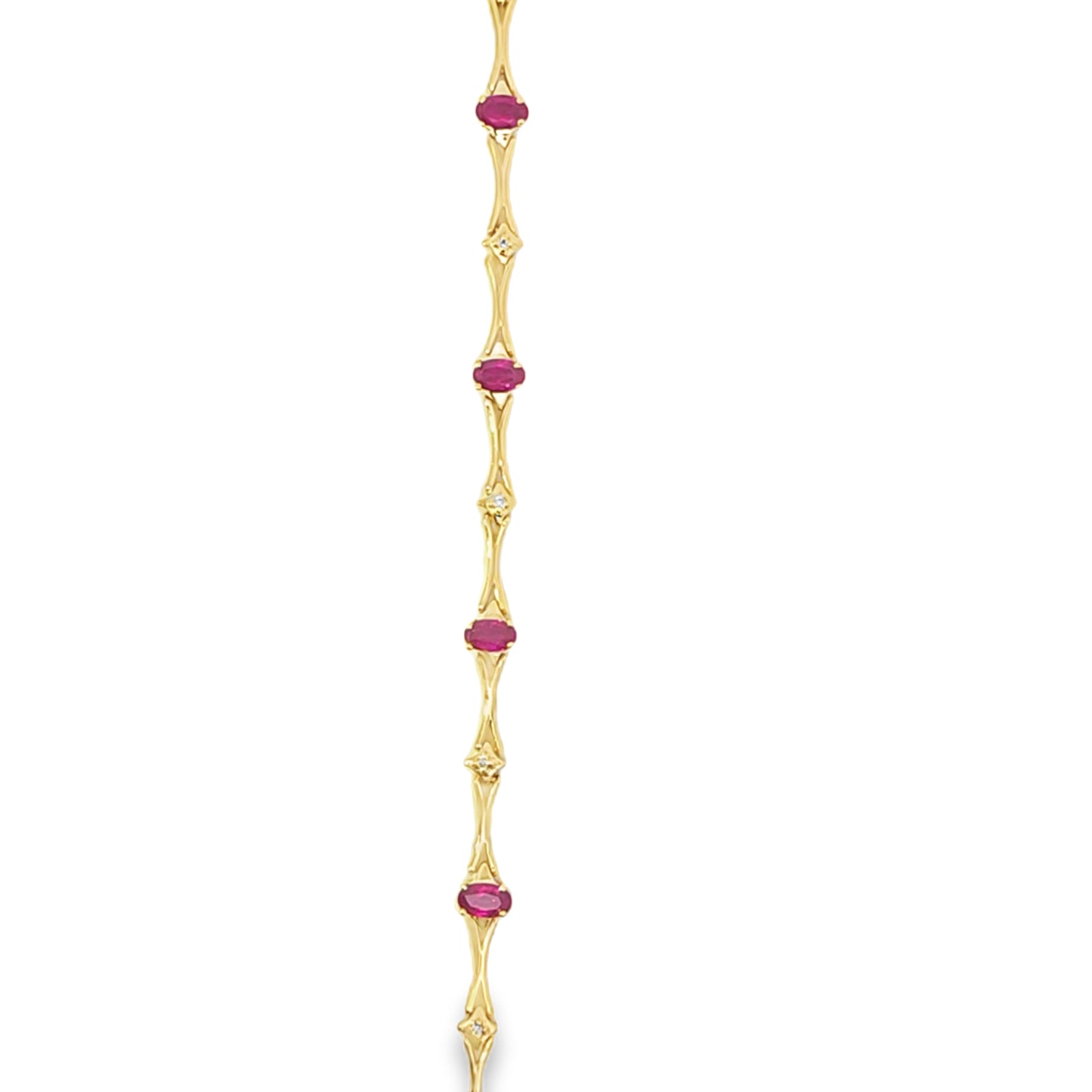14 Kt Yellow Gold Ruby Diamond Bracelet
