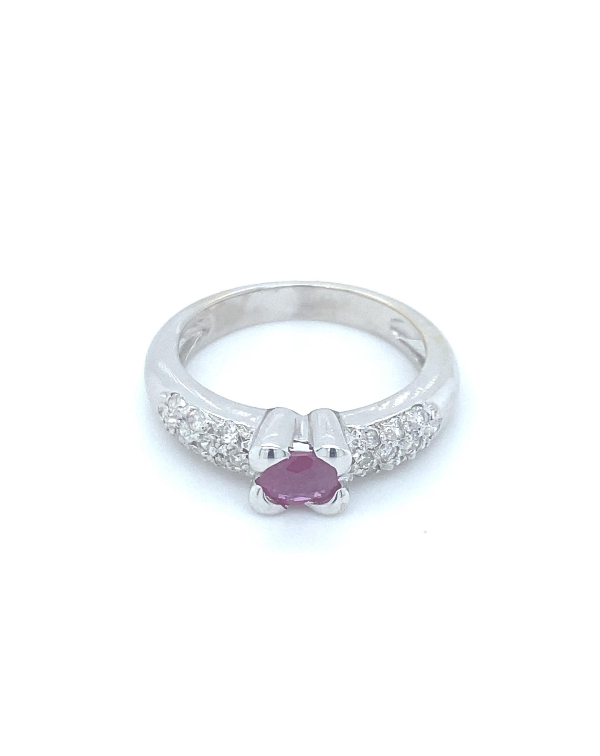 Diamonds White Gold Ruby Diamond Ring, 0.30 CT+ 0.80 CT Rings