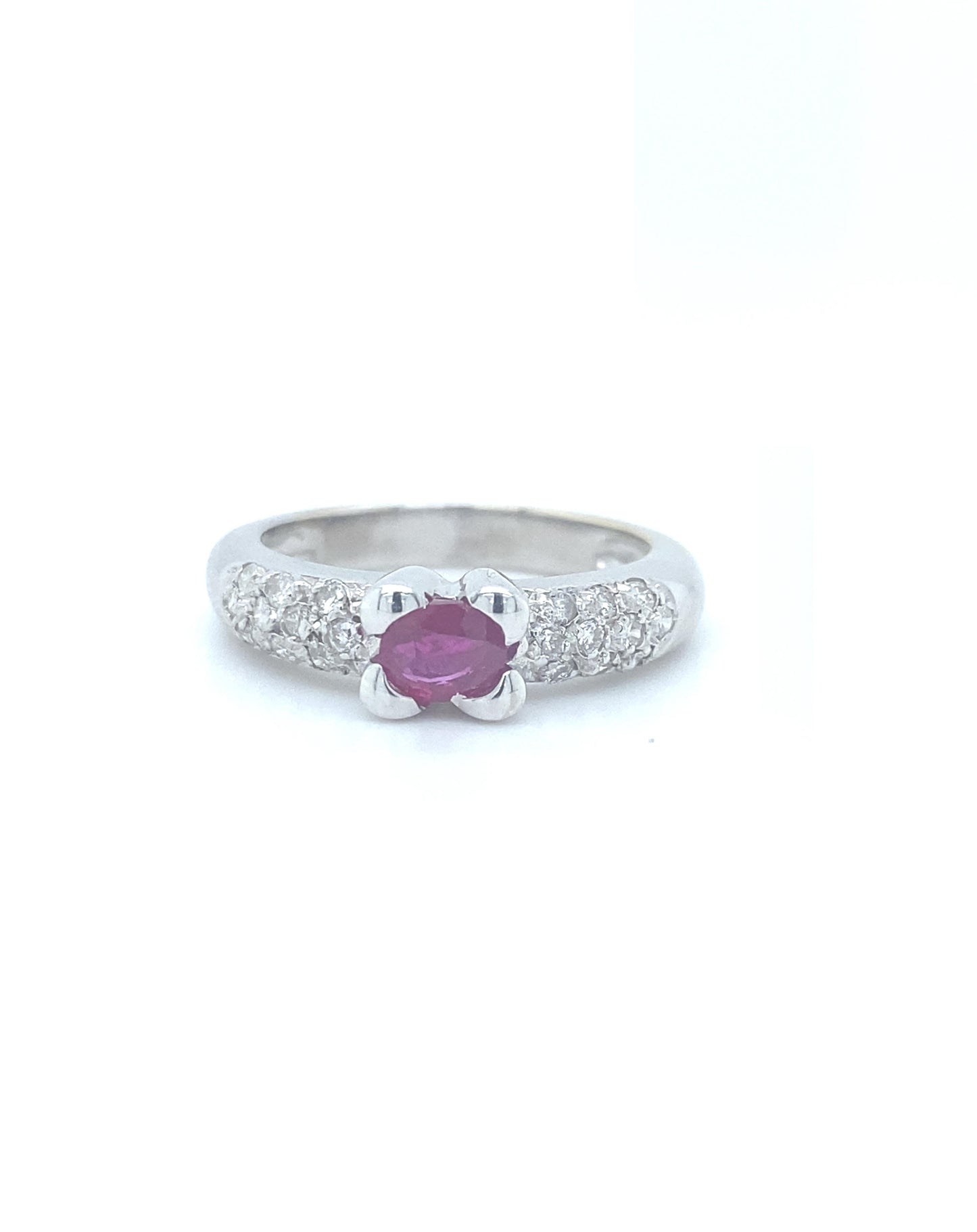 Diamonds White Gold Ruby Diamond Ring, 0.30 CT+ 0.80 CT Rings