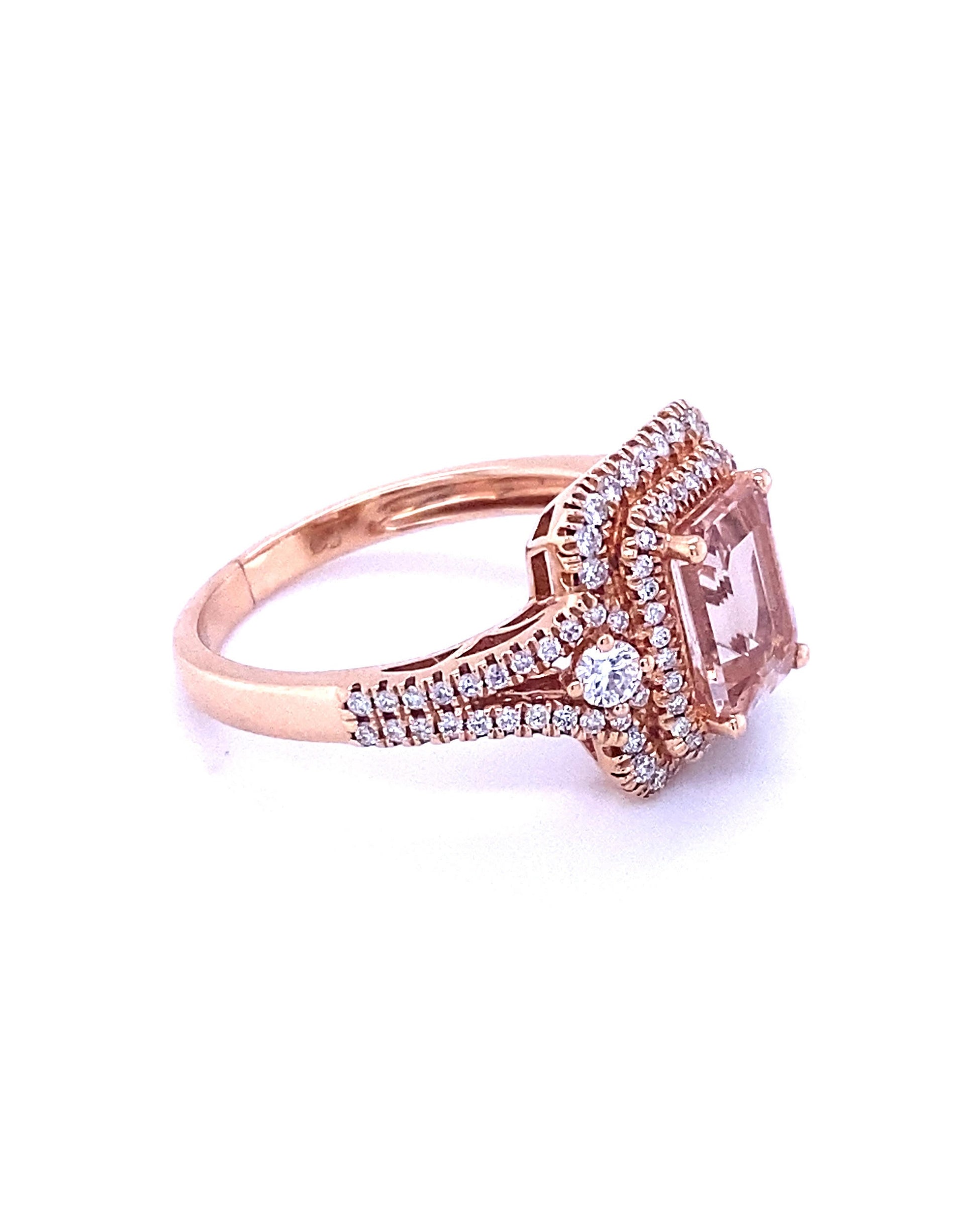 Diamonds Morganite Diamond ring 1.40 Ct + 0.53 Rose gold Rings
