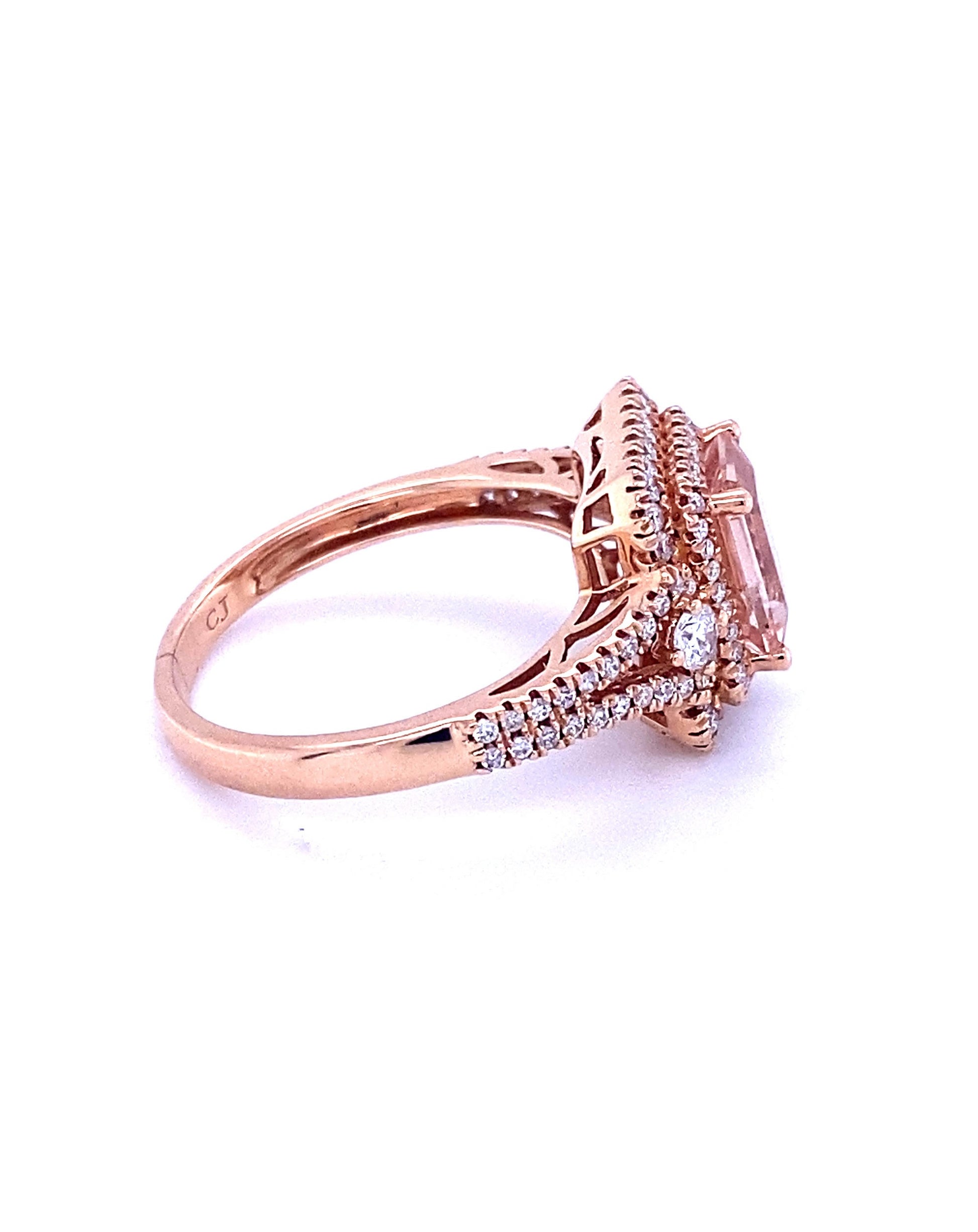 Diamonds Morganite Diamond ring 1.40 Ct + 0.53 Rose gold Rings