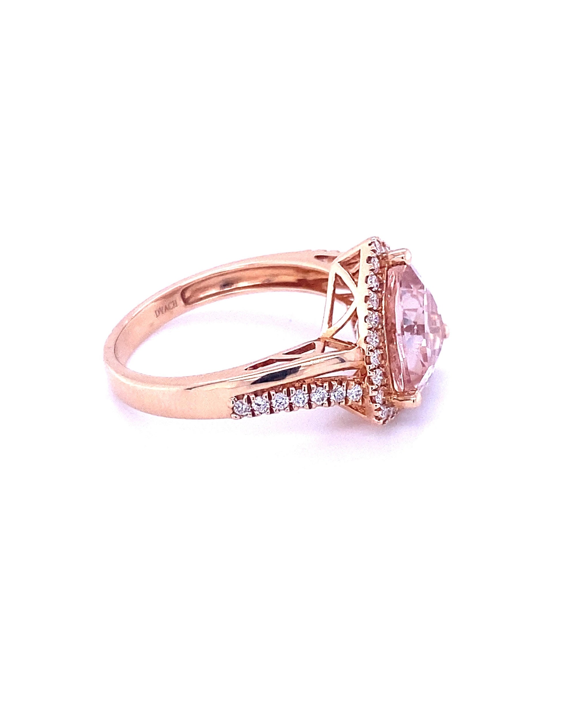 Diamonds Morganite Diamond ring 2.94 Ct + 0.33 Rose gold NEW Rings
