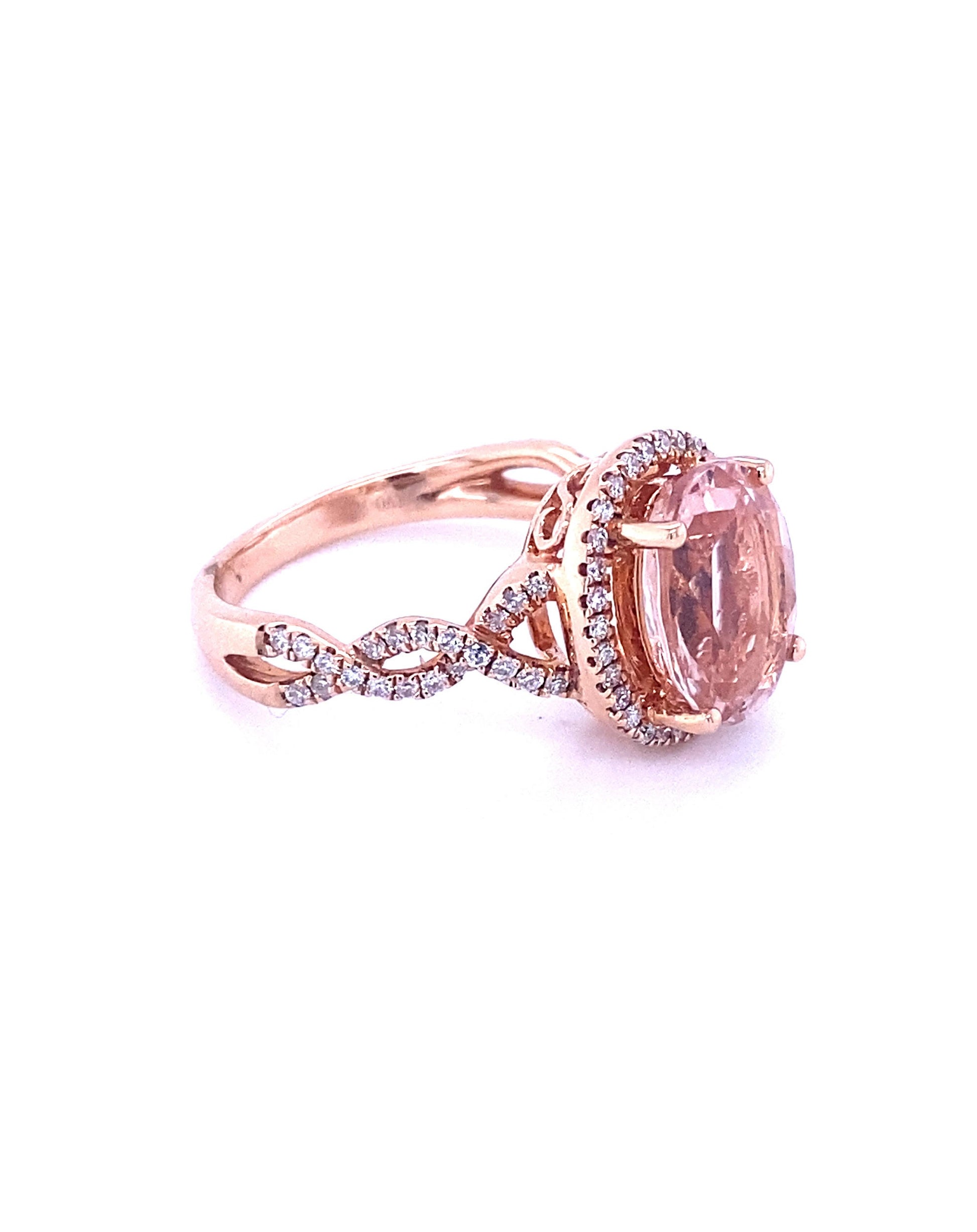 Diamonds Morganite Diamond ring 3.50 Ct + 0.30 Rose gold Rings