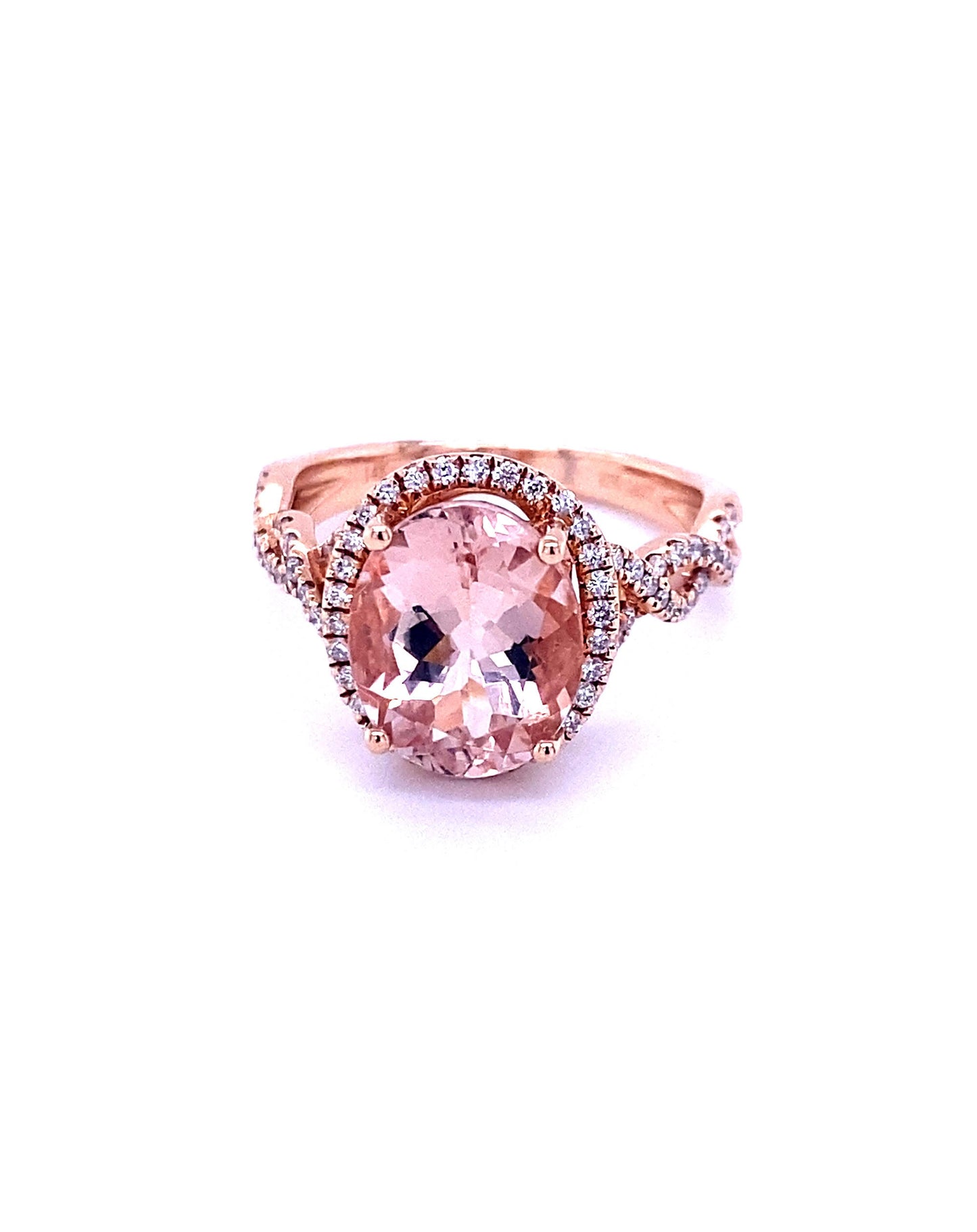 Diamonds Morganite Diamond ring 3.50 Ct + 0.30 Rose gold Rings