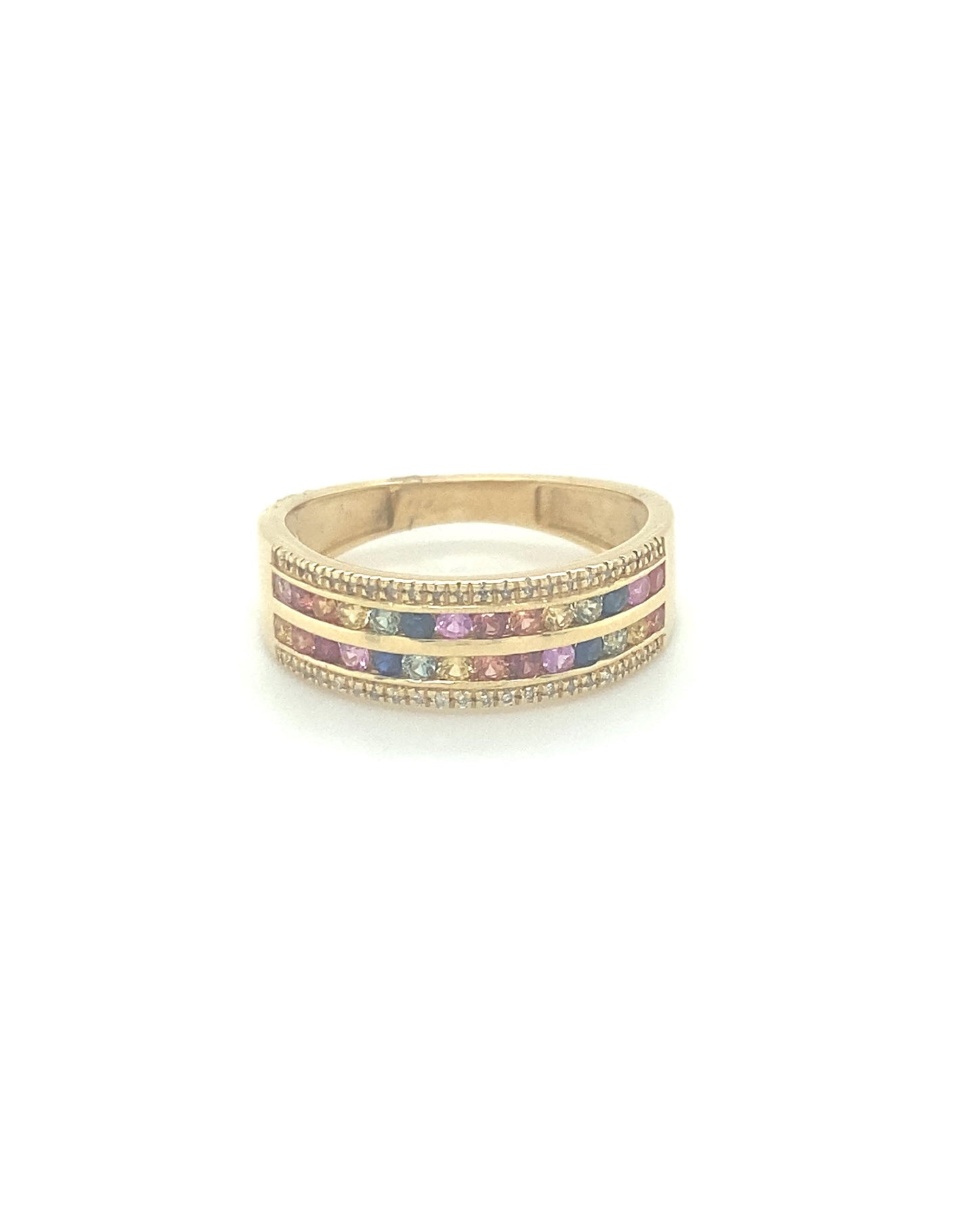Diamonds Multicolour Stones with Diamond Ring.0.13 CT Rings