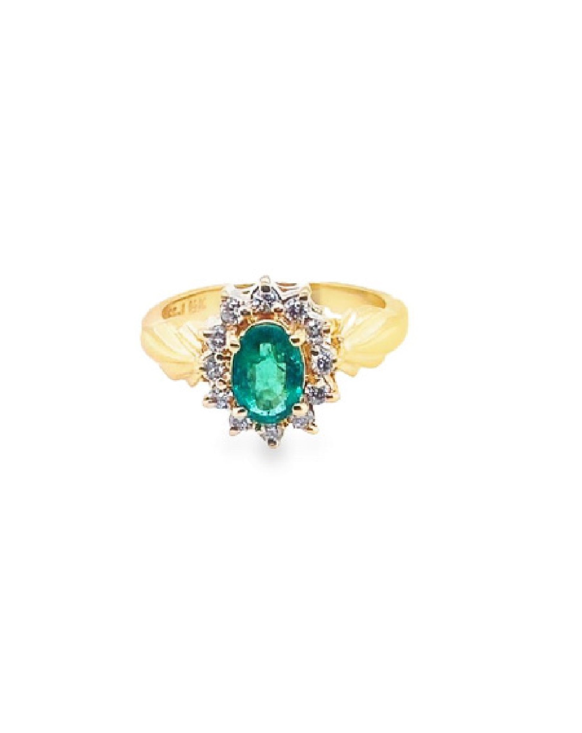 Diamonds Yellow Gold Emerald Diamond Ring, 0.72 CT E+0.28 CT Rings