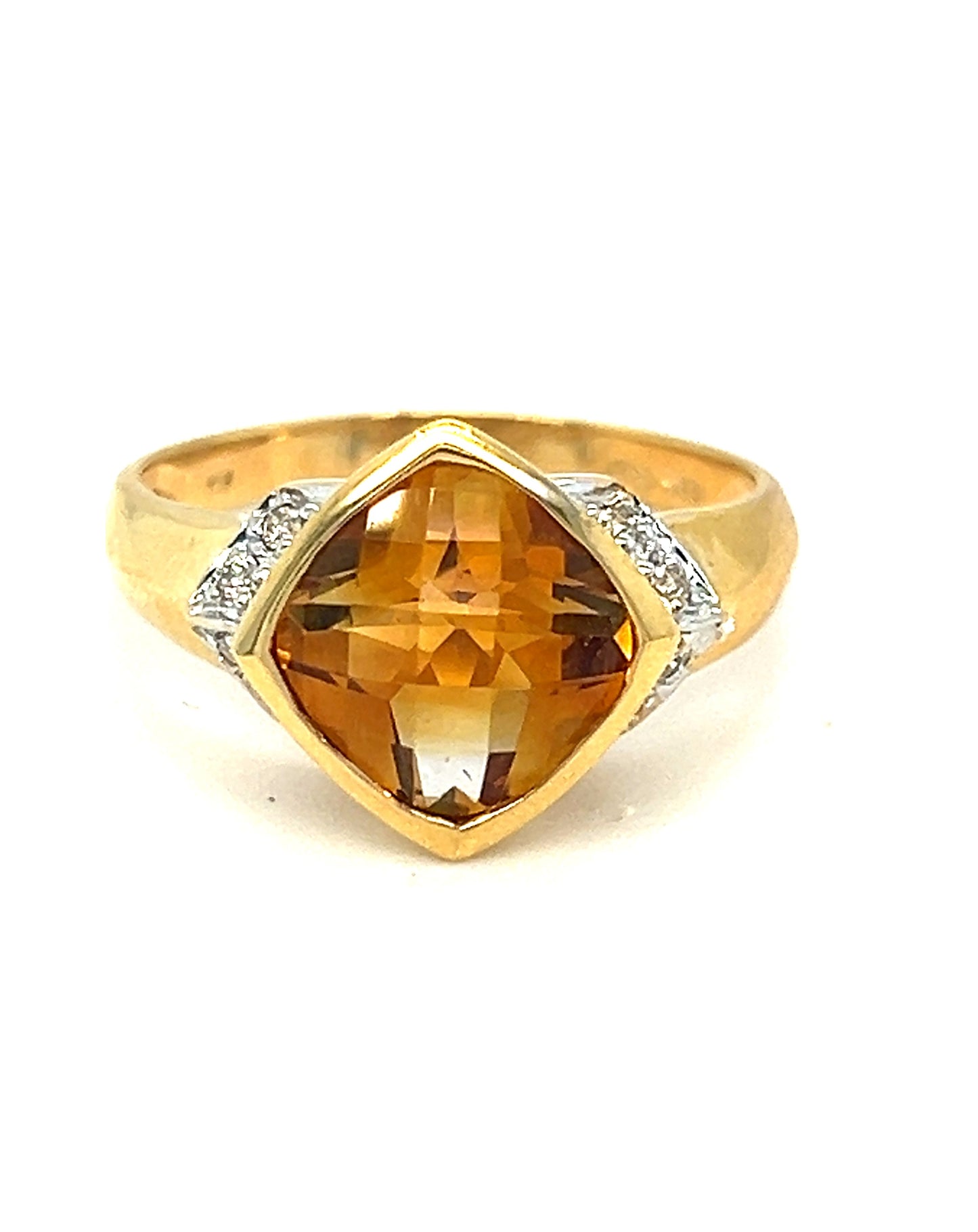 Citrine Semi-Precious Rombo cut Diamond Ring