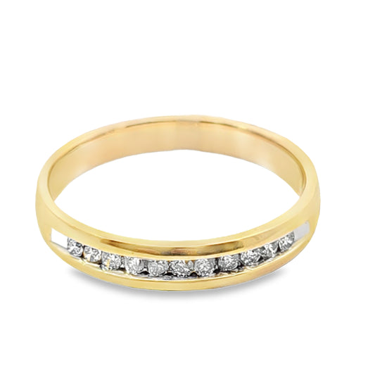 Anillo de diamantes de 2 filas con montura de canal de 14 kt