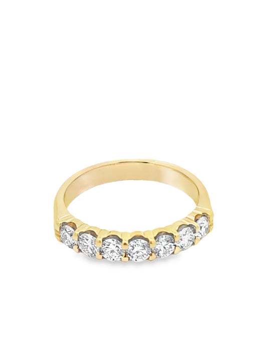 18 Kt Eternity Band Yellow Gold 7 Diamond Engagement Ring