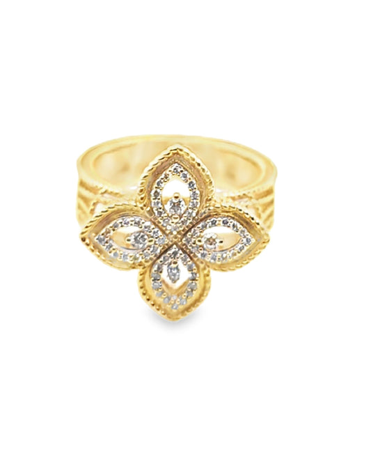 Elegant Floral Gold Ring, 0.24 CT, 14 KT GOLD