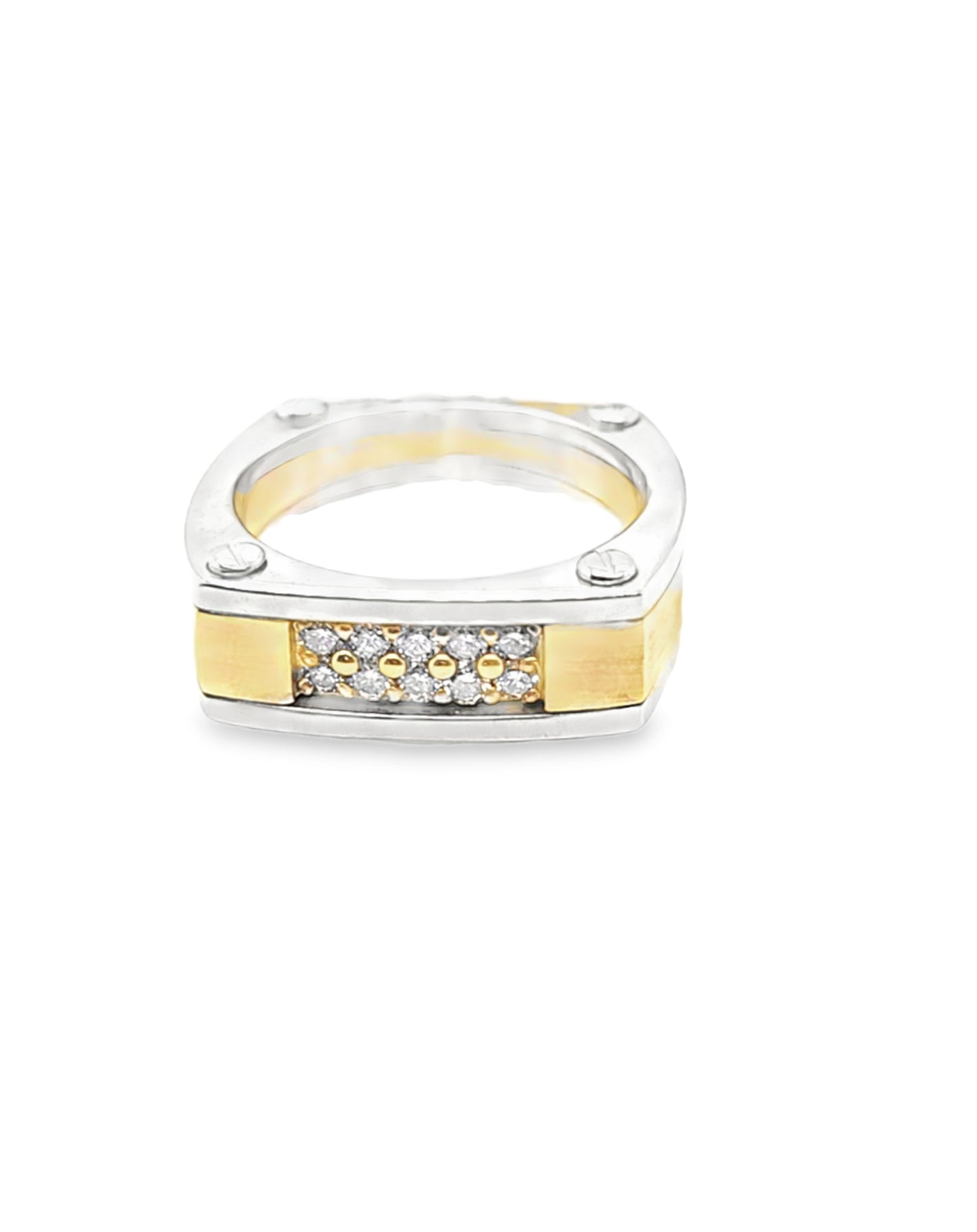 Elegant Diamonds 2 tone Ring. 0,45 Ct. 14 KT gold
