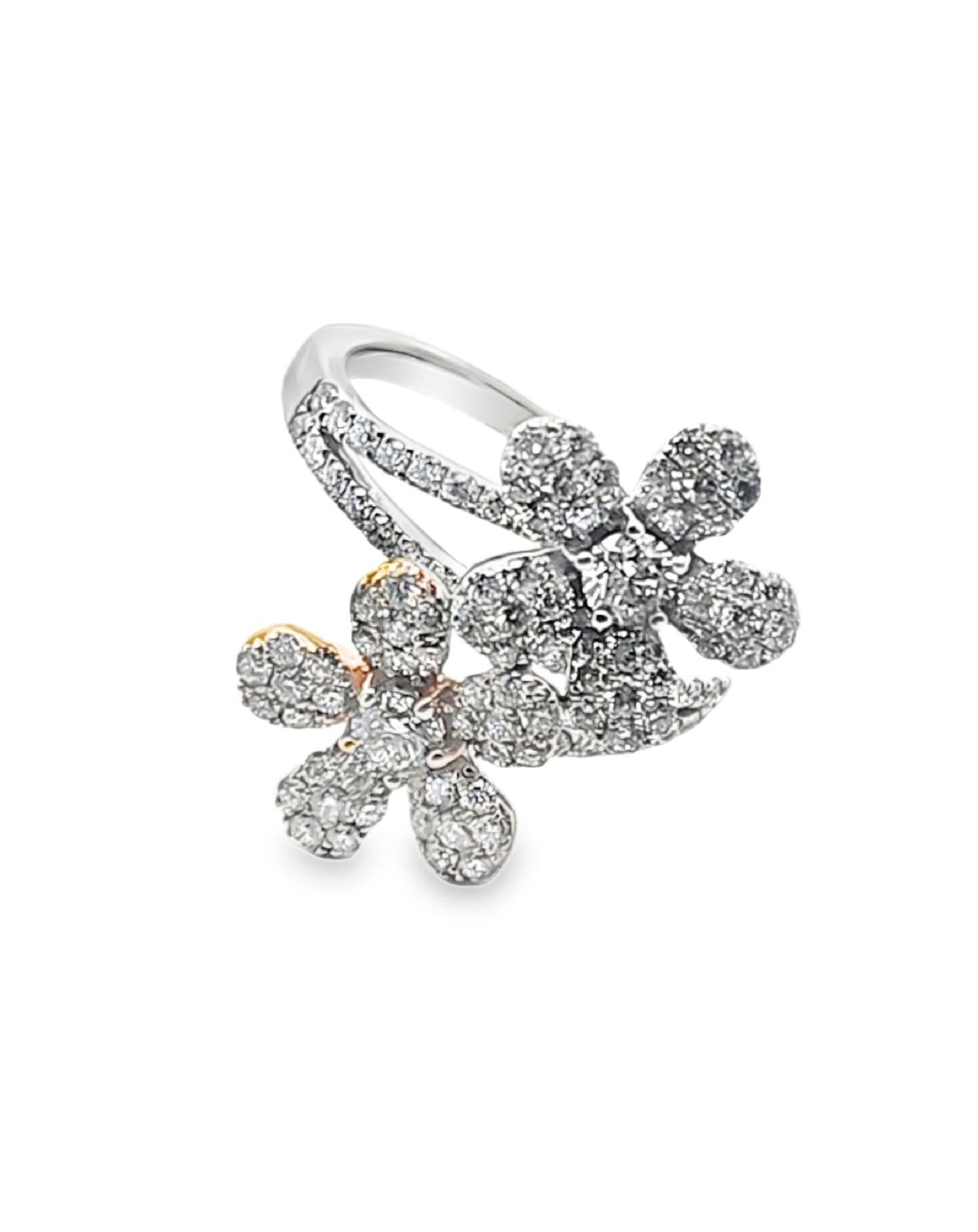 Flower Diamond Ring White Gold, 1.55 CT