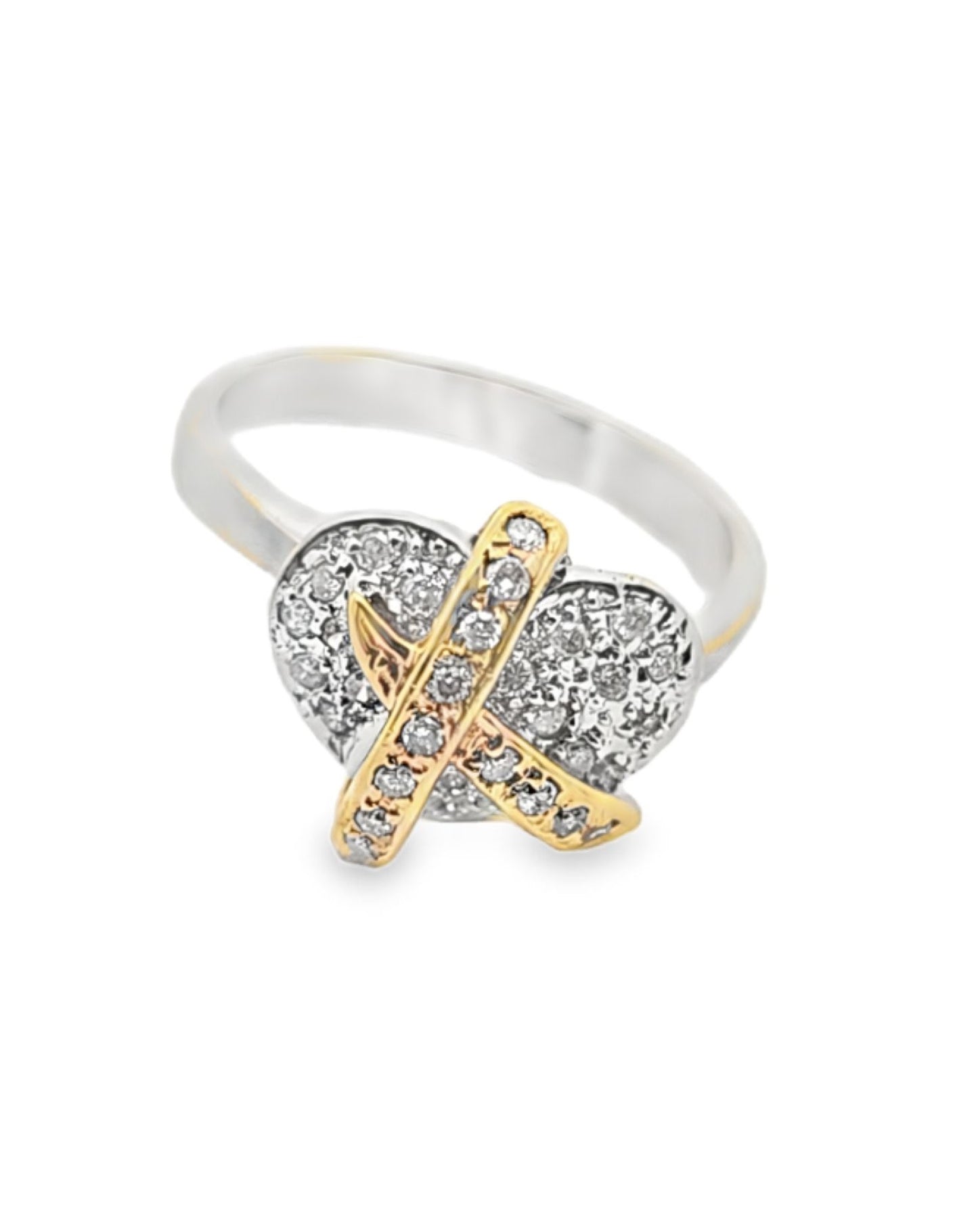18 Kt Two Tone Heart Diamond Ring