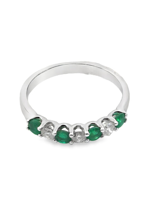 WhiteGold Emerald Diamond Ring, 0.50 CT - 0.21 CT